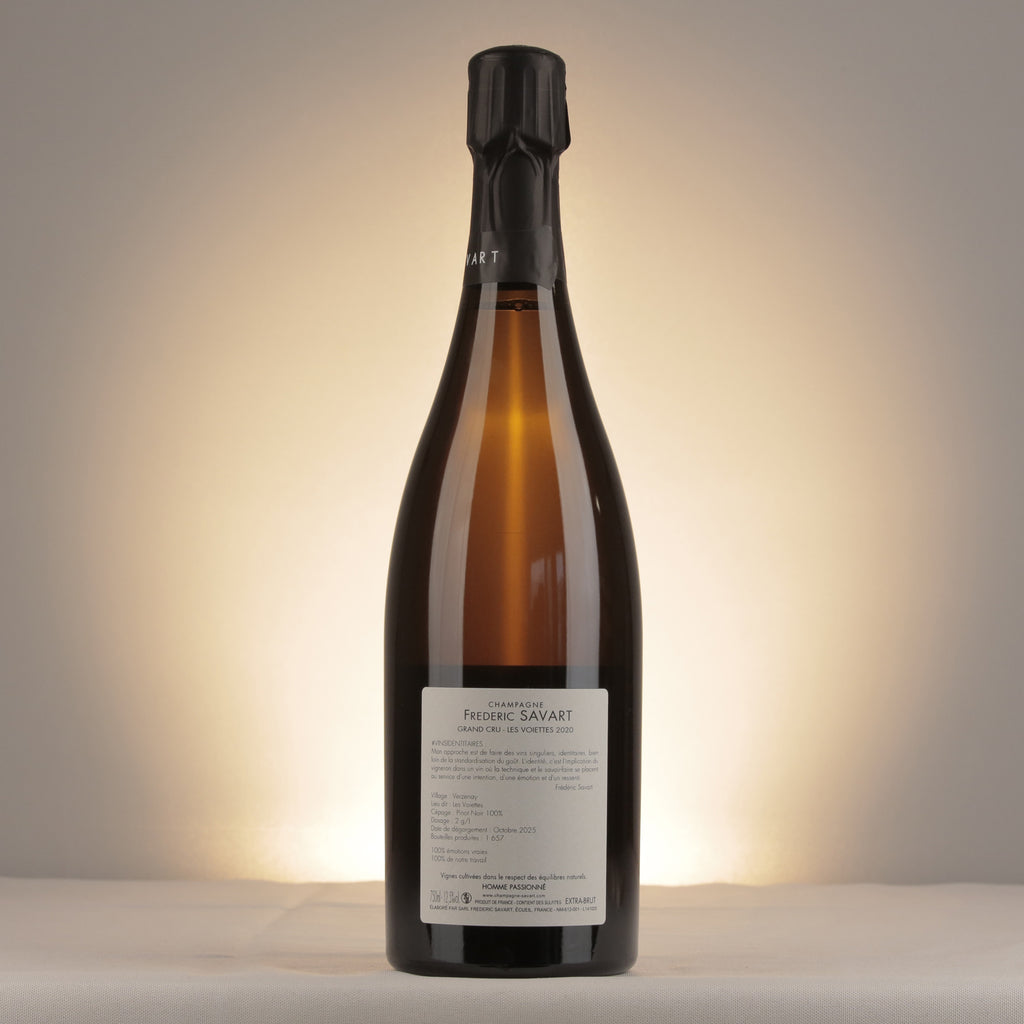 Frédéric Savart Verzenay Grand Cru Les Voiettes 2020 Bottle back