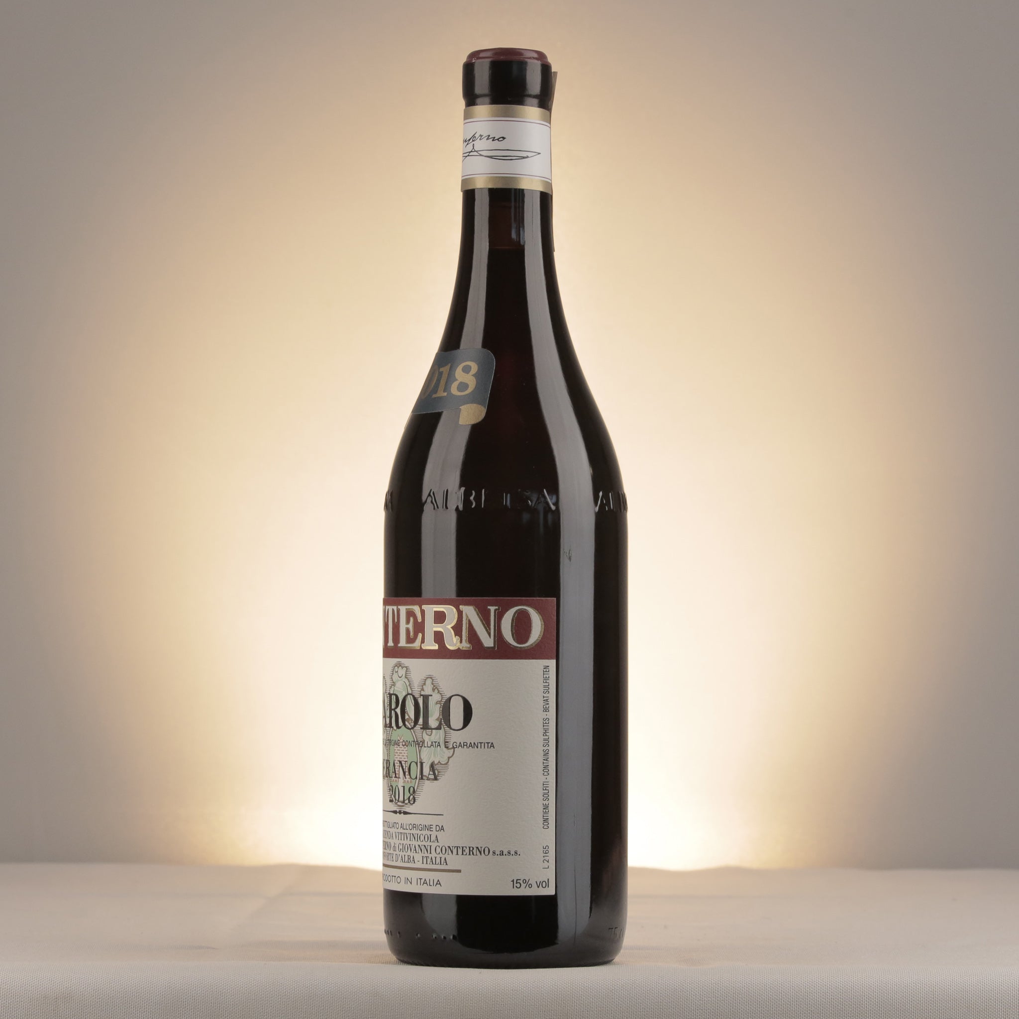 Giacomo Conterno Barolo Francia 2018 Bottle detail