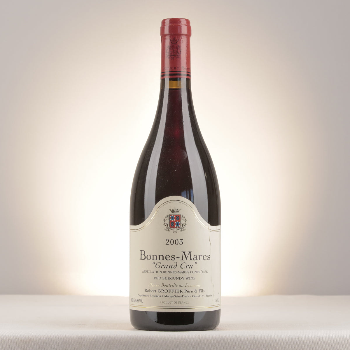 Robert Groffier Père et Fils Bonnes-Mares Grand Cru 2003 Bottle front (lot 0338)