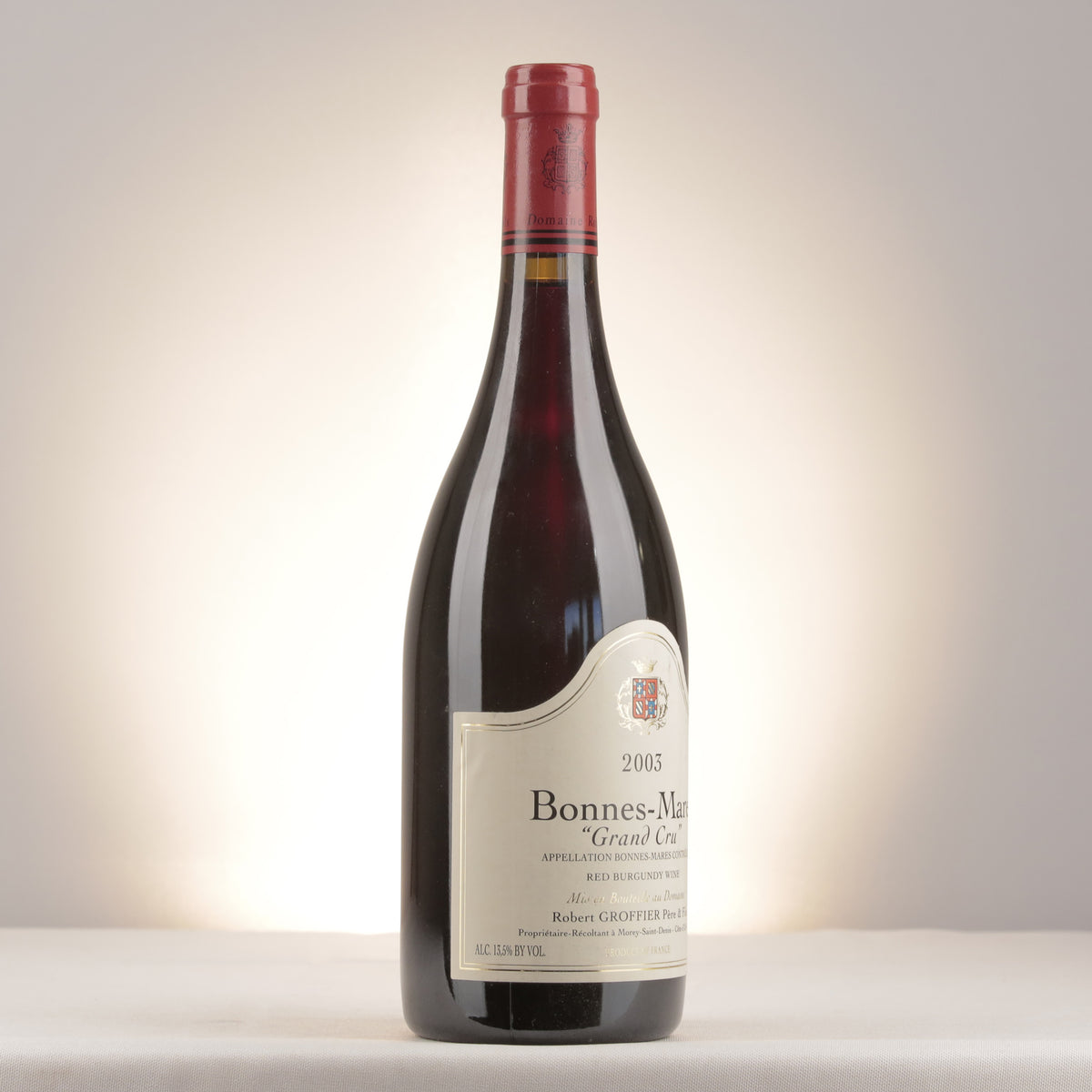 Robert Groffier Père et Fils Bonnes-Mares Grand Cru 2003 Bottle turned right