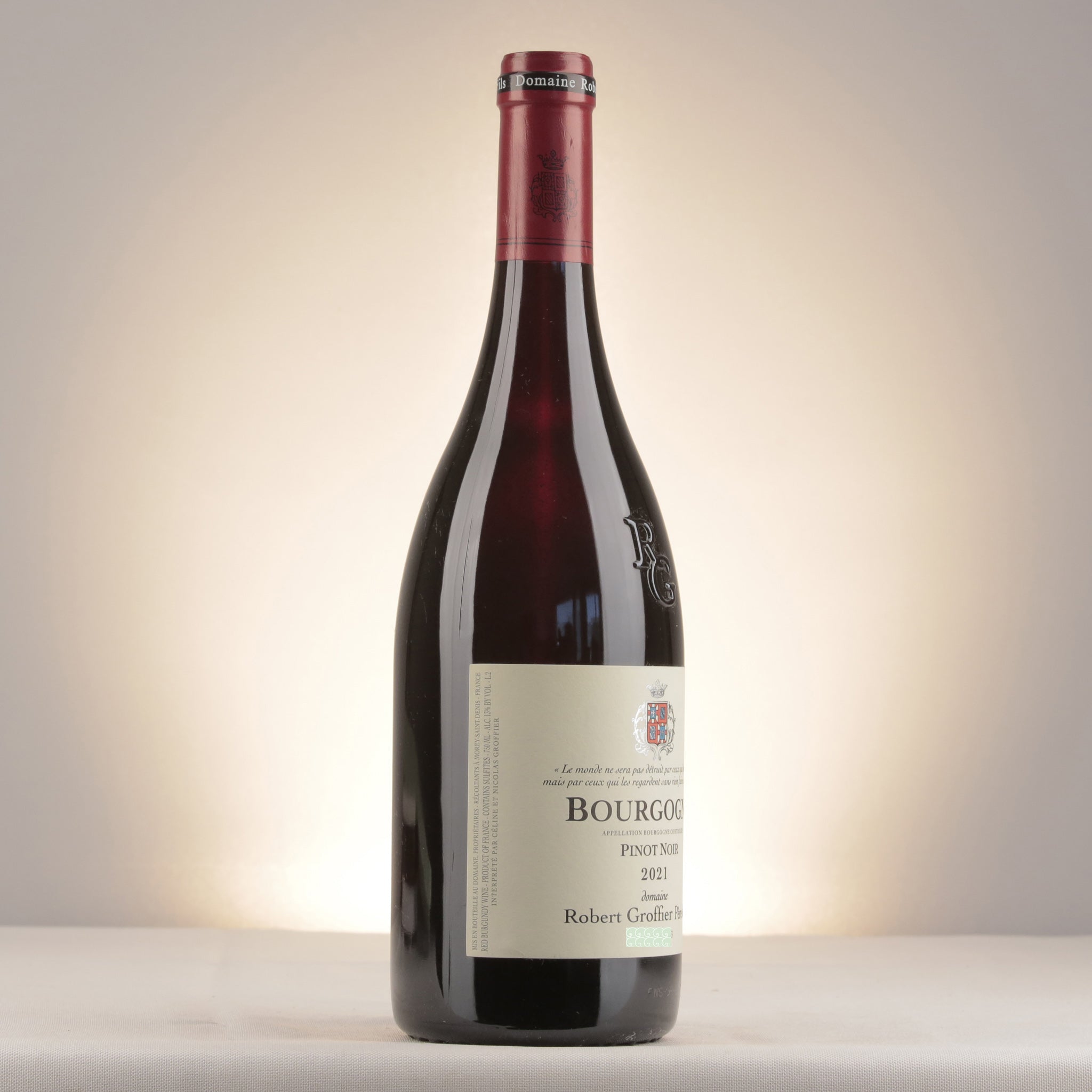 Robert Groffier Père et Fils Bourgogne Pinot Noir 2021 Bottle label
