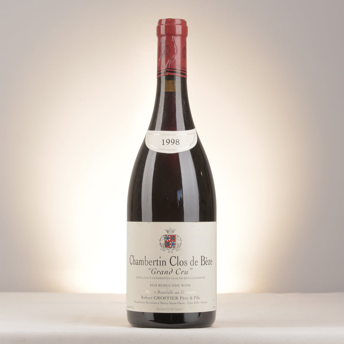 Robert Groffier Père et Fils Chambertin-Clos de Bèze Grand Cru 1998 Bottle front