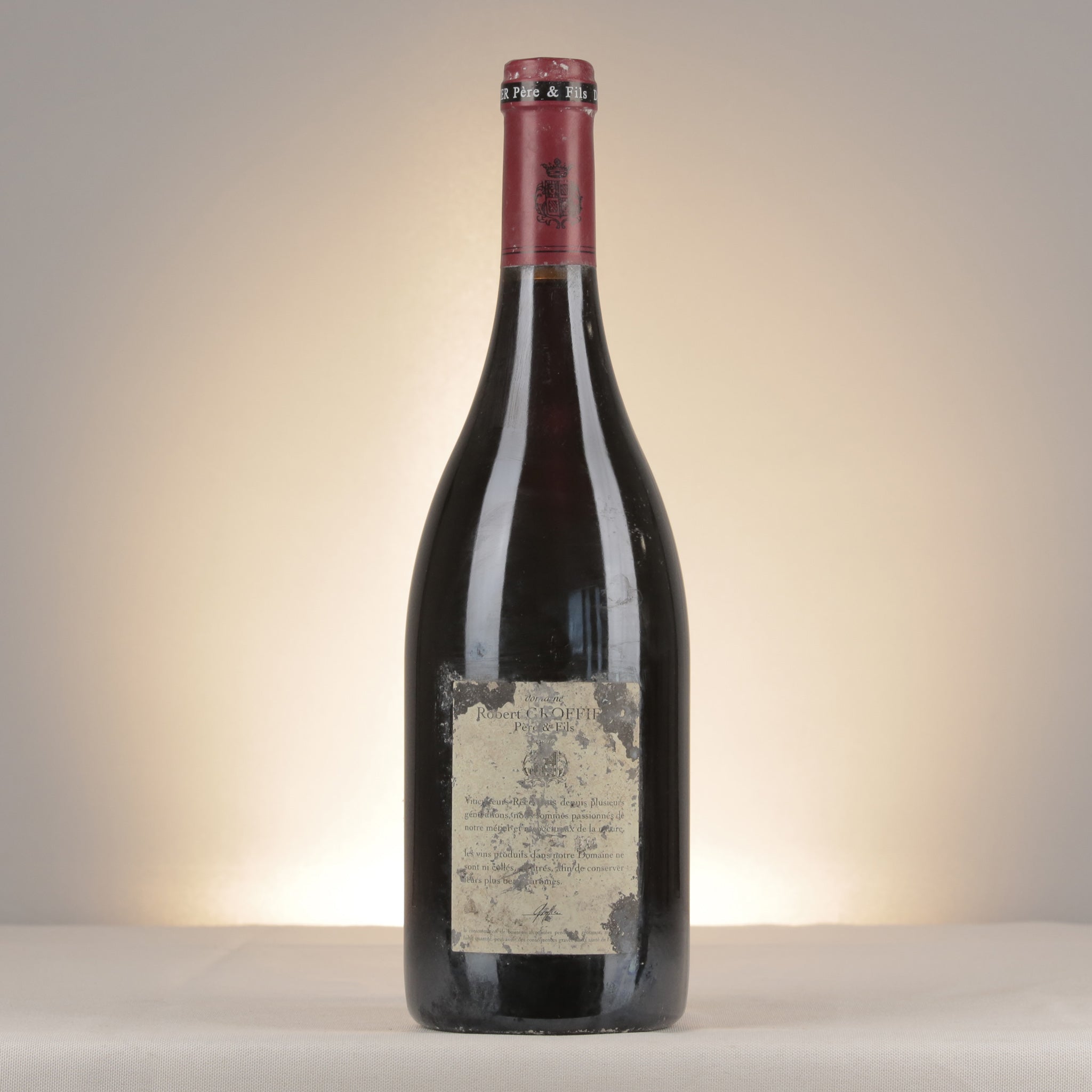 Robert Groffier Père et Fils Gevrey-Chambertin Les Seuvrées 2012 Bottle back
