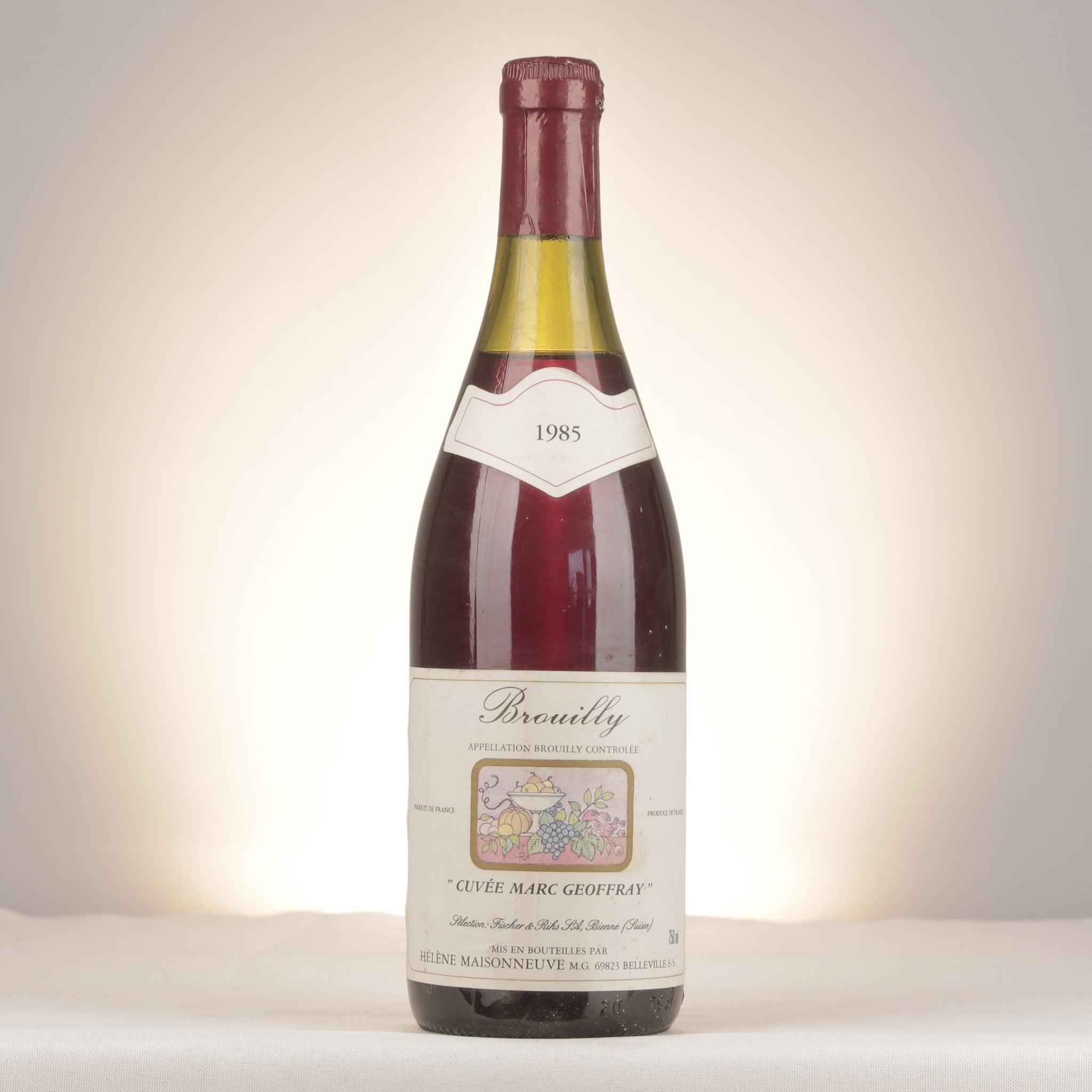 Hélène Maisonneuve Brouilly Cuvée Marc Geoffray 1985 Bottle front (lot dd51)
