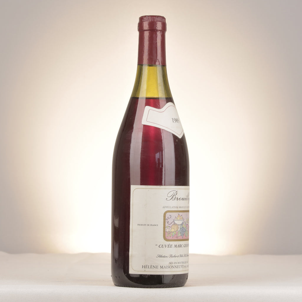 Hélène Maisonneuve Brouilly Cuvée Marc Geoffray 1985 Bottle turned right (lot dd51)