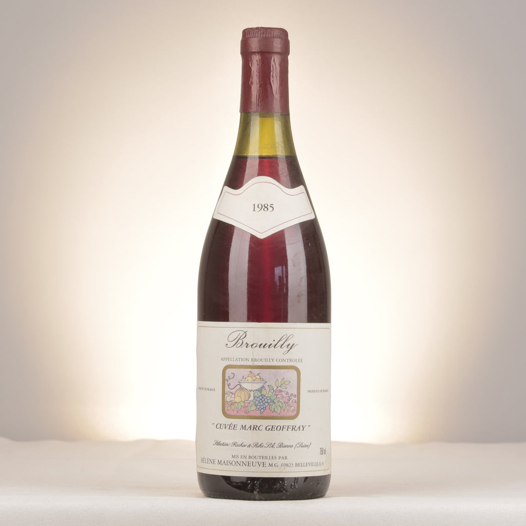 Hélène Maisonneuve Brouilly Cuvée Marc Geoffray 1985 Bottle front (lot f0ea)