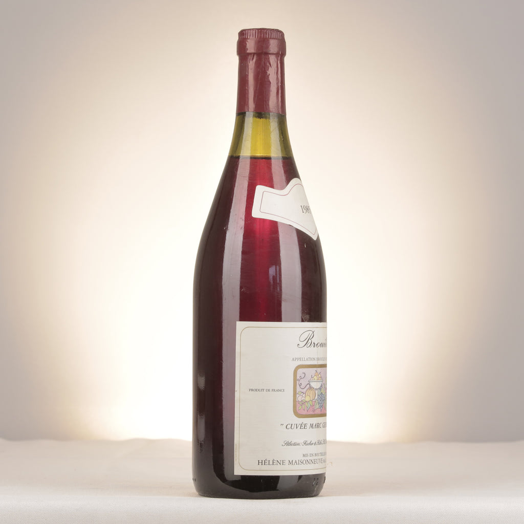Hélène Maisonneuve Brouilly Cuvée Marc Geoffray 1985 Bottle turned right (lot f0ea)