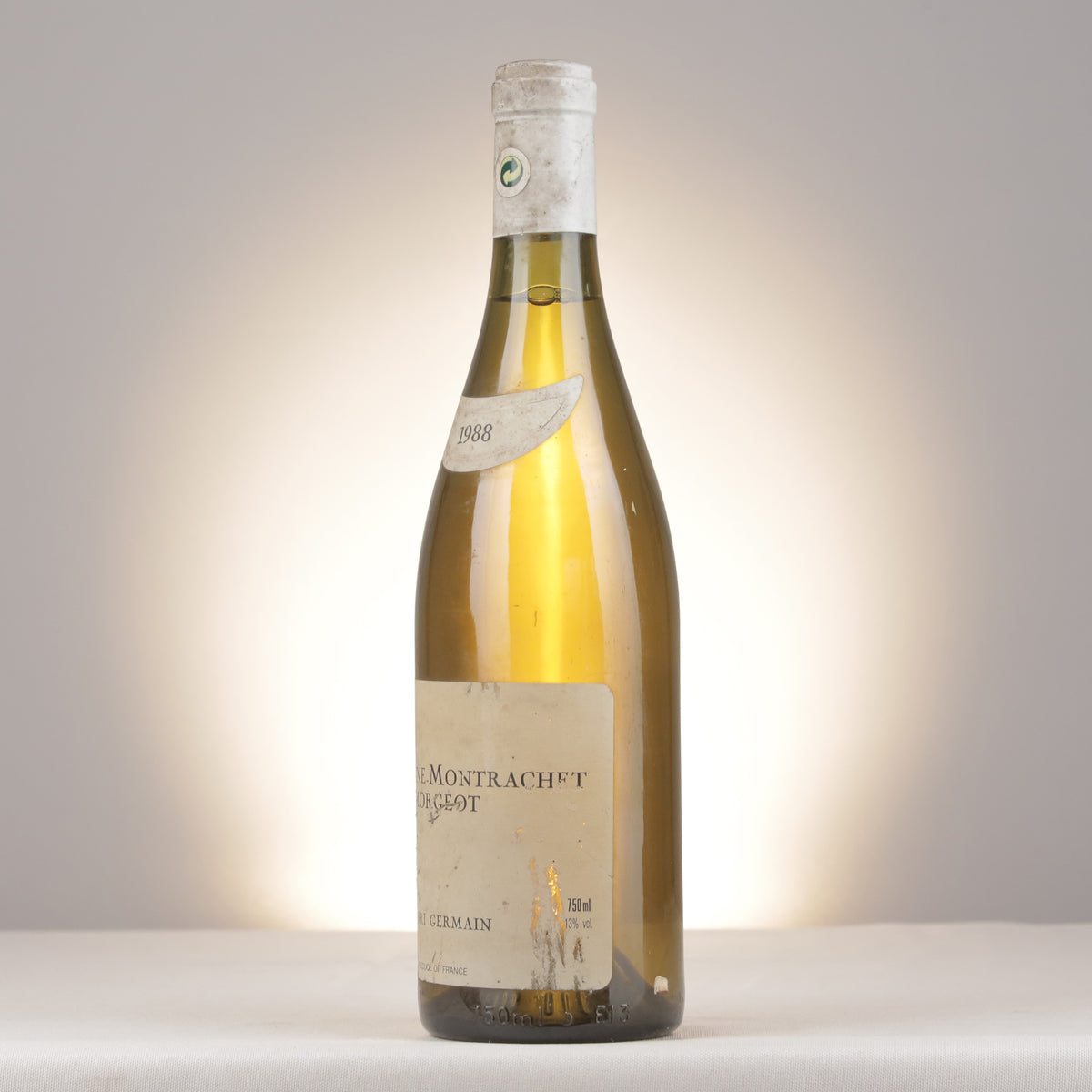 Domaine Henri Germain et Fils Chassagne-Montrachet 1er Cru Morgeot Blanc 1988 Bottle turned left