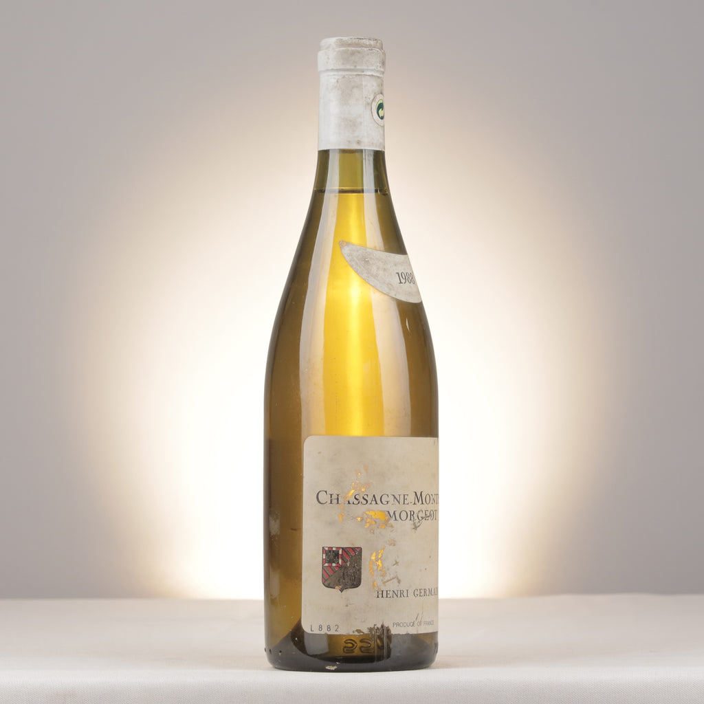 Domaine Henri Germain et Fils Chassagne-Montrachet 1er Cru Morgeot Blanc 1988 Bottle turned right
