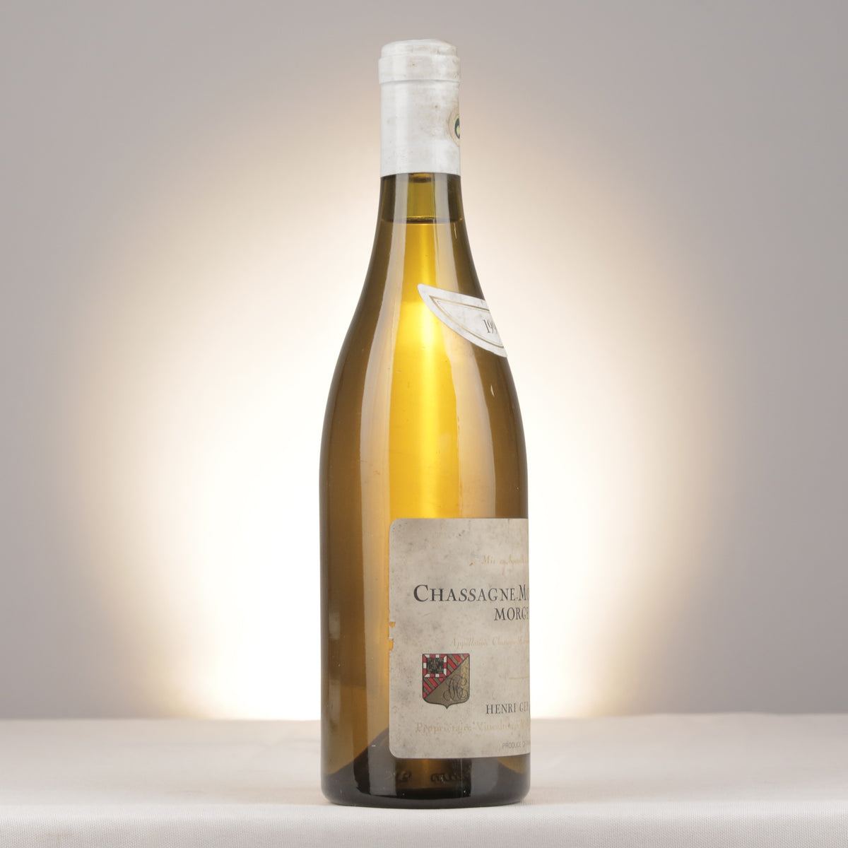 Domaine Henri Germain et Fils Chassagne-Montrachet 1er Cru Morgeot Blanc 1990 Bottle turned right