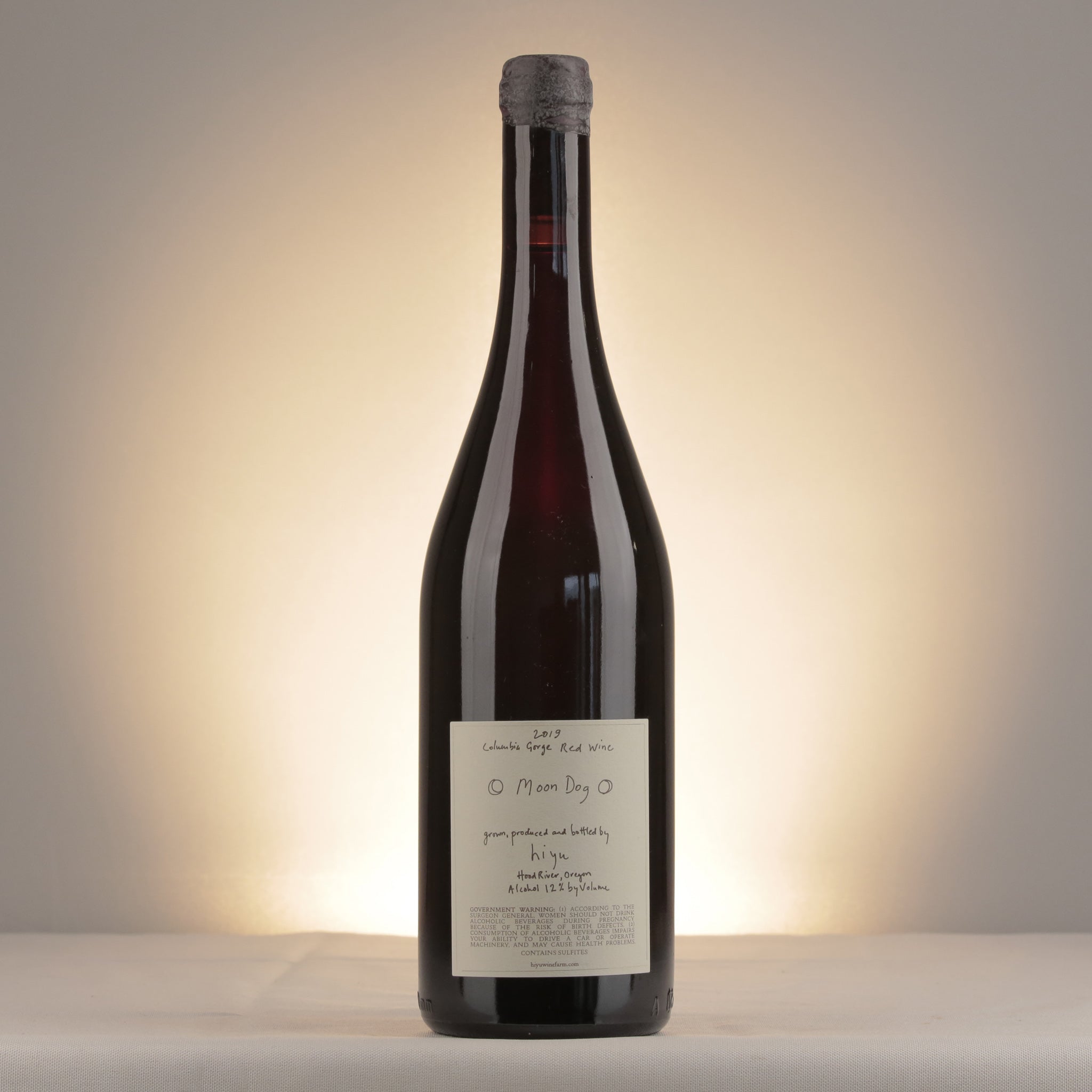 Hiyu Wine Farm Columbia Gorge Moon Dog 2019 Bottle back