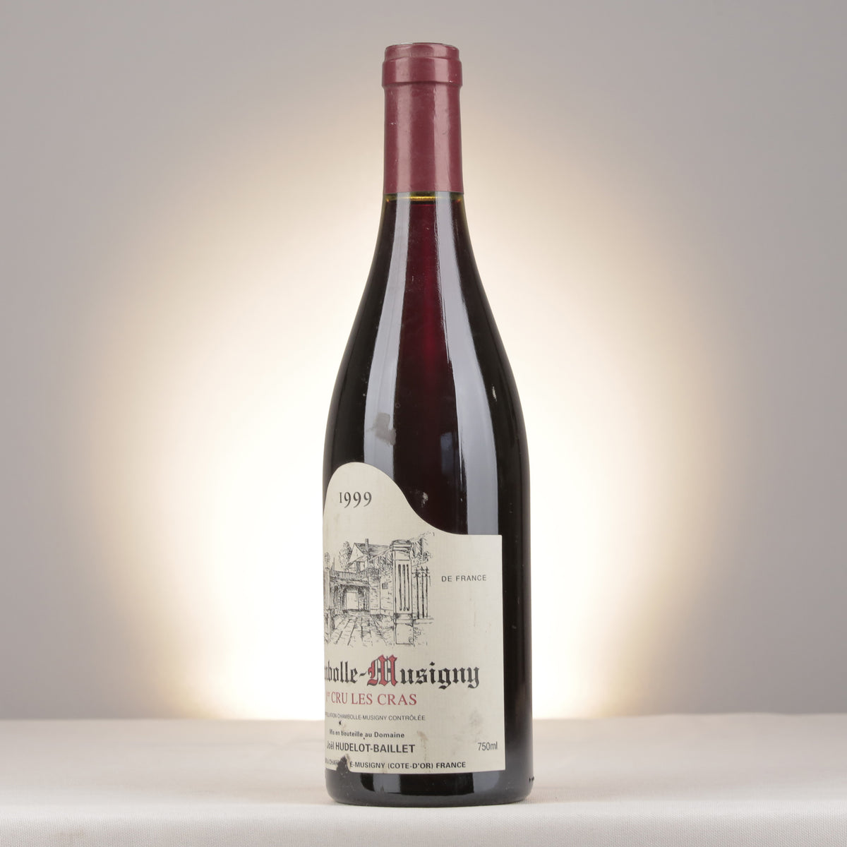 Hudelot-Baillet Chambolle-Musigny 1er Cru Les Cras 1999 Bottle turned left