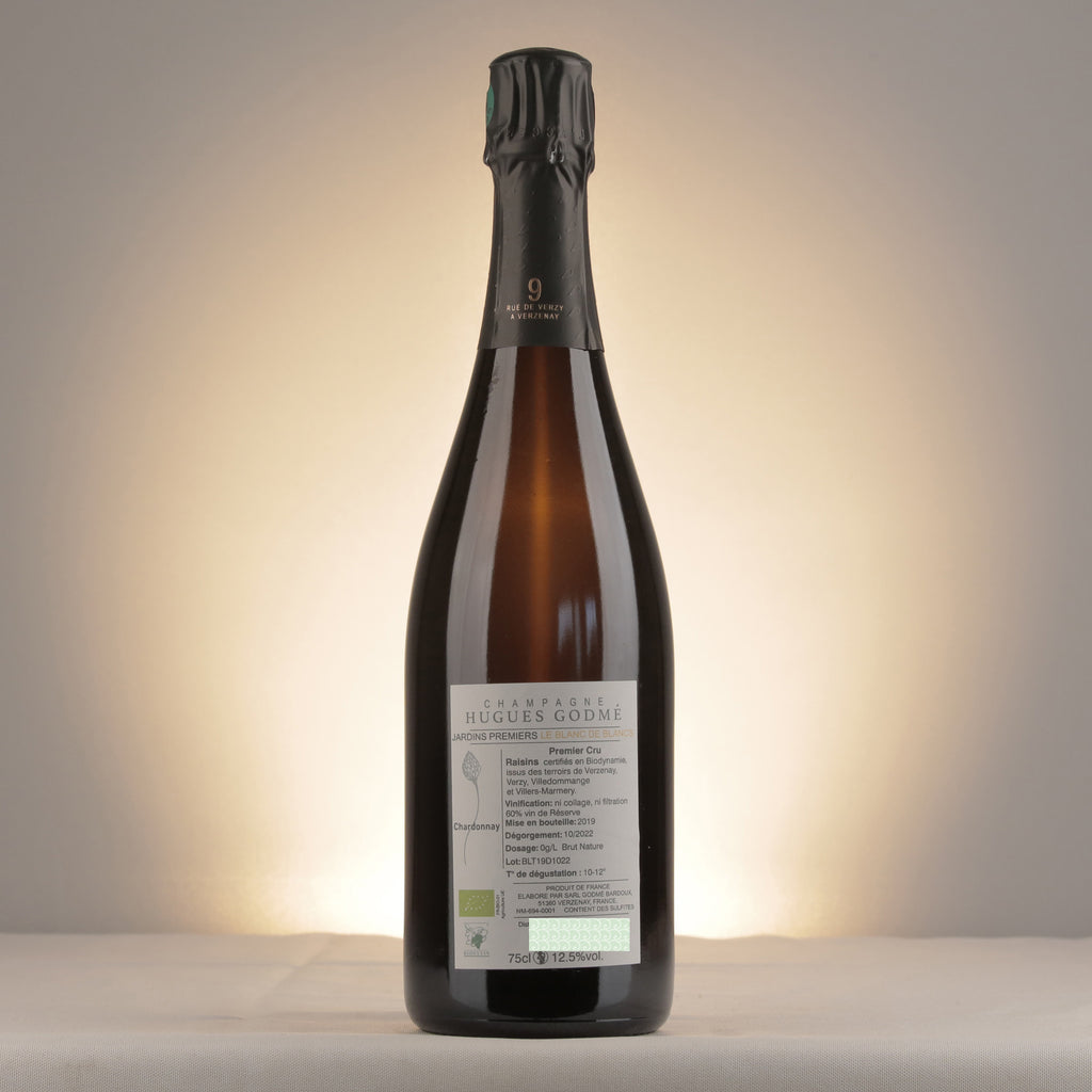 Champagne Hugues Godmé 1er Cru Blanc de Blancs NV Bottle back