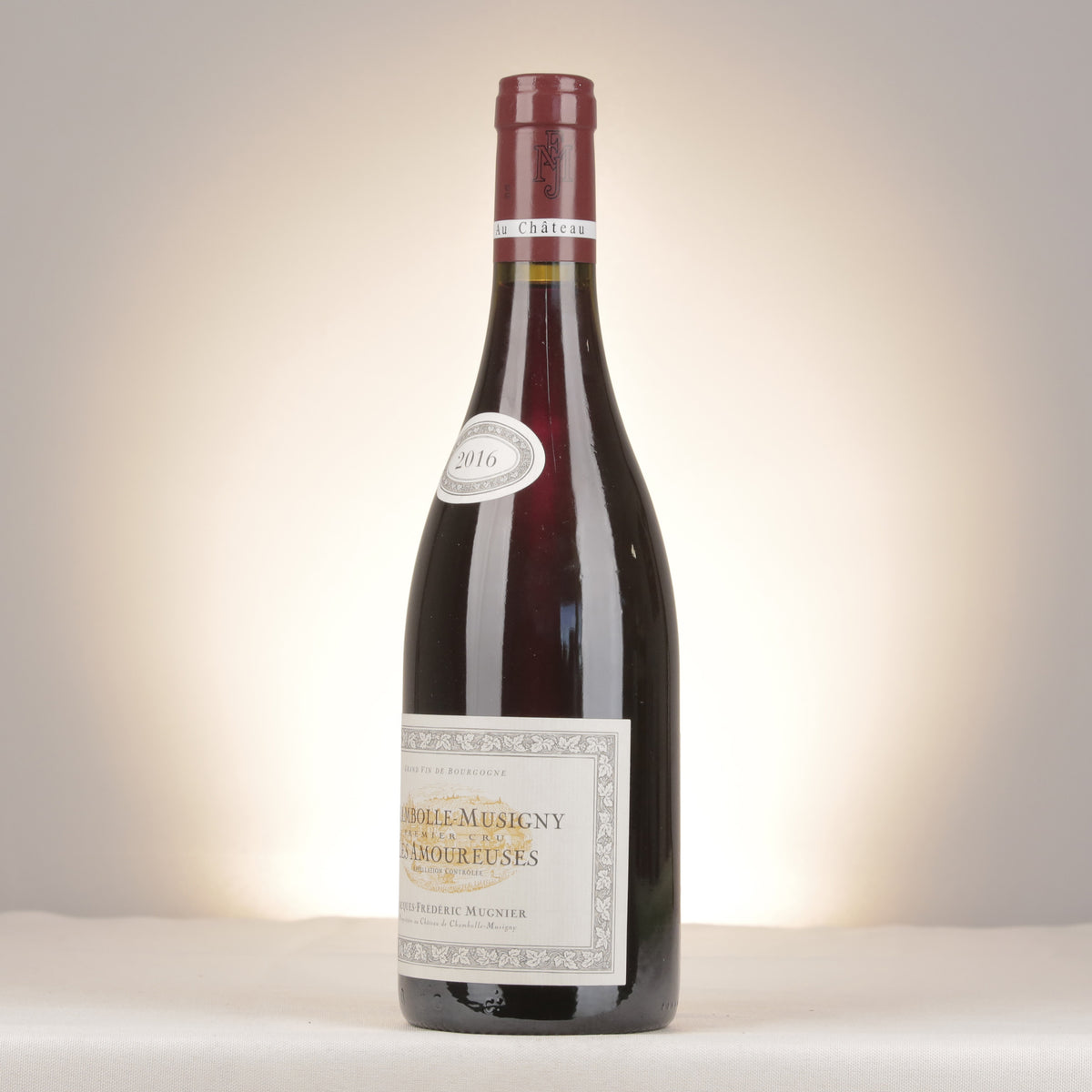 Jacques-Frederic Mugnier Chambolle-Musigny 1er Cru Les Amoureuses 2016 Bottle turned left