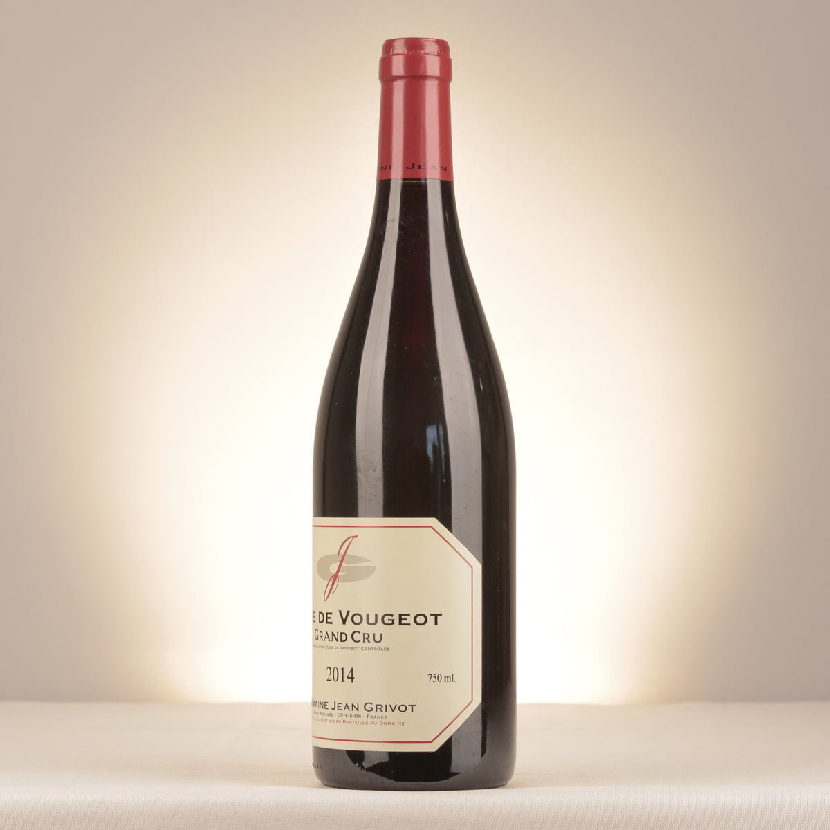 Jean Grivot Clos de Vougeot Grand Cru 2014 Bottle turned left