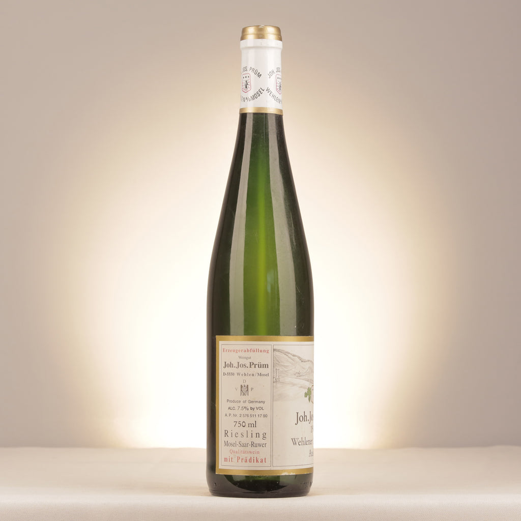Joh. Jos. Prüm Wehlener Sonnenuhr Riesling Auslese Mosel 1988 Bottle turned right
