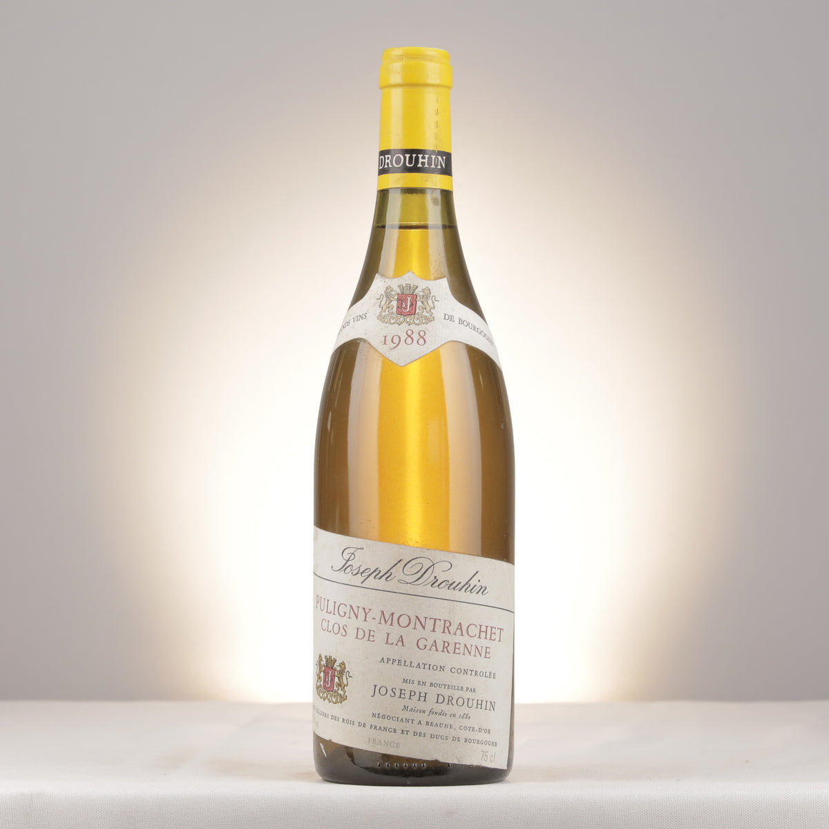 Joseph Drouhin Puligny-Montrachet 1er Cru La Garenne 1988 Bottle front (lot e208)