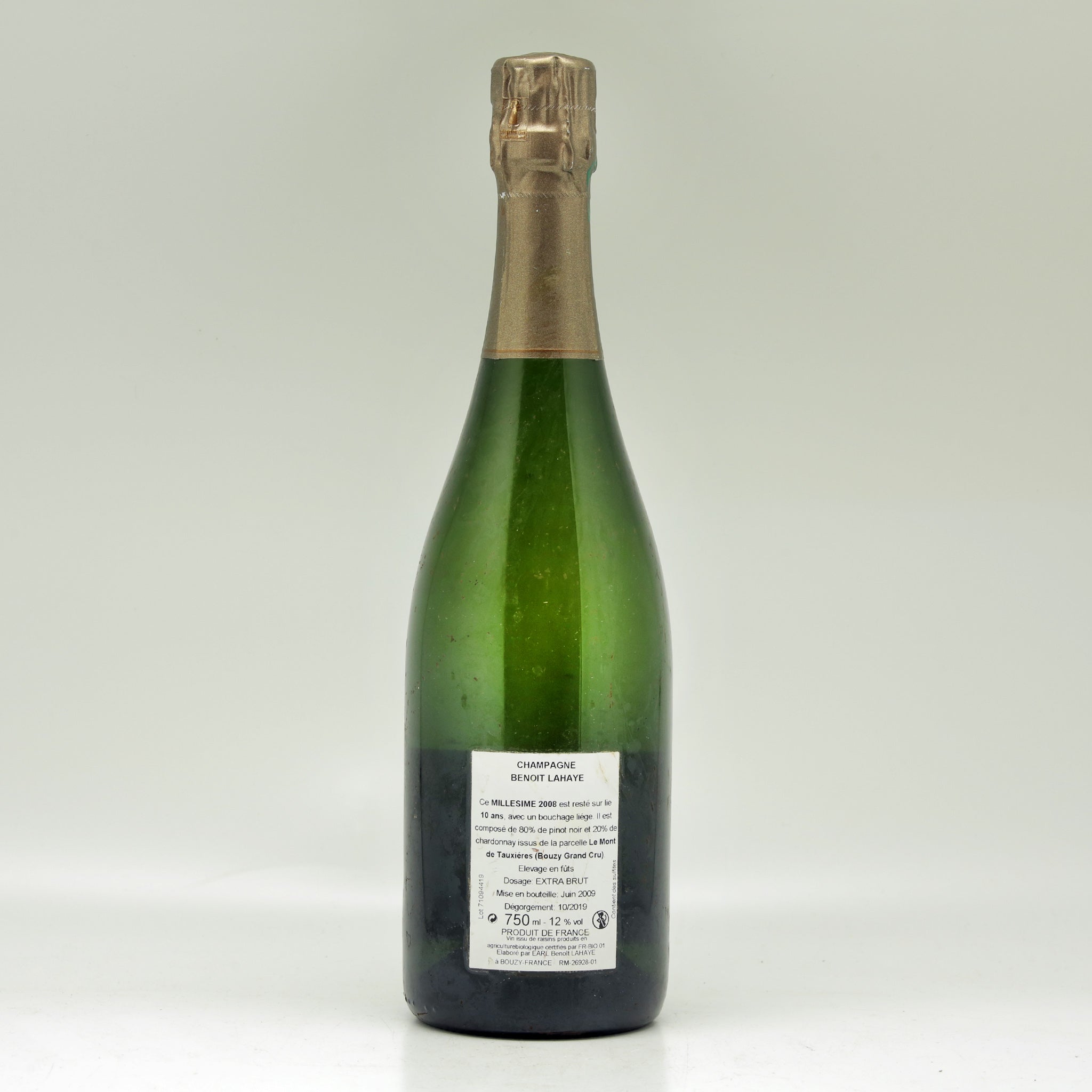 Champagne Benoit Lahaye Grand Cru Extra Brut 2008 Champagne Bottle