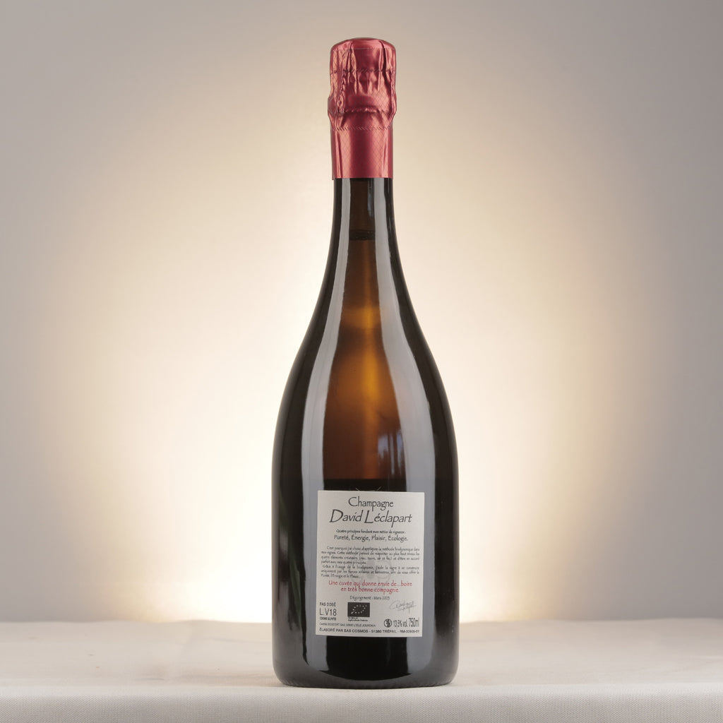David Léclapart L'Aphrodisiaque Pas dosé 1er Cru 2018 Bottle back-label