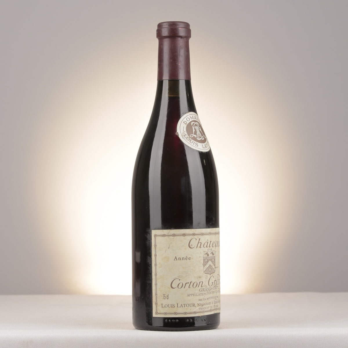 Louis Latour Corton Grand Cru Château Corton Grancey 1990 Bottle turned right