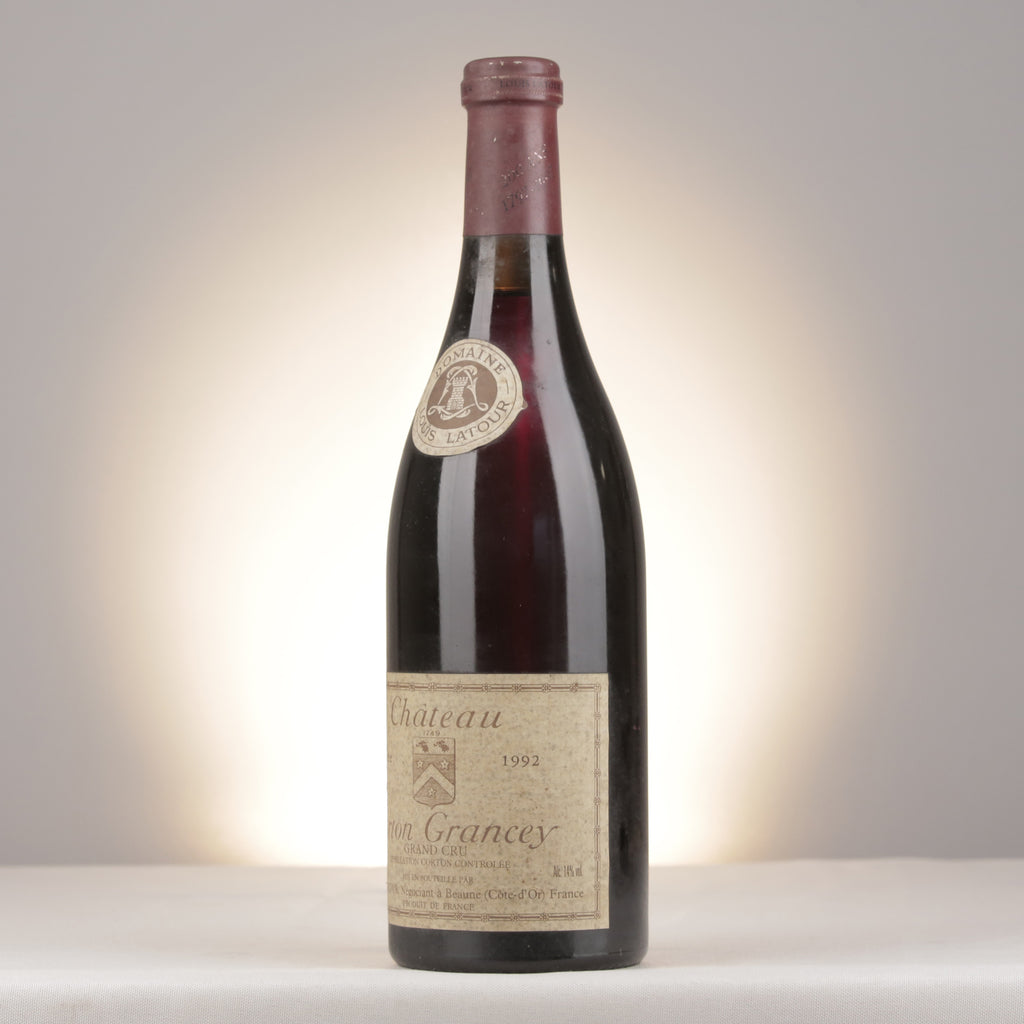 Louis Latour Corton Grand Cru Château Corton Grancey 1992 Bottle turned left