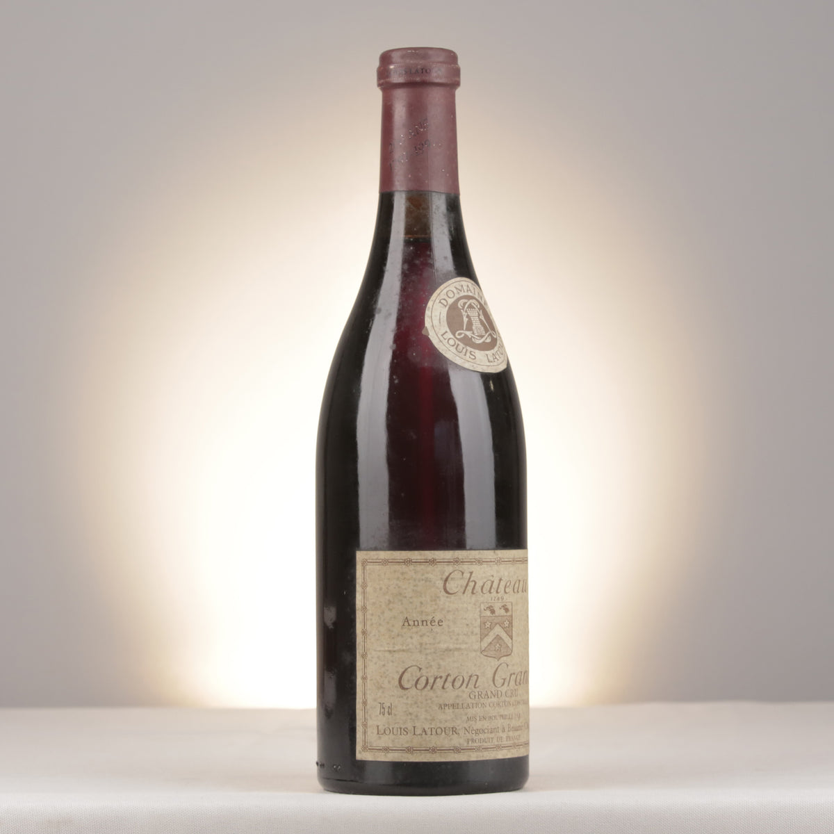Louis Latour Corton Grand Cru Château Corton Grancey 1992 Bottle turned right