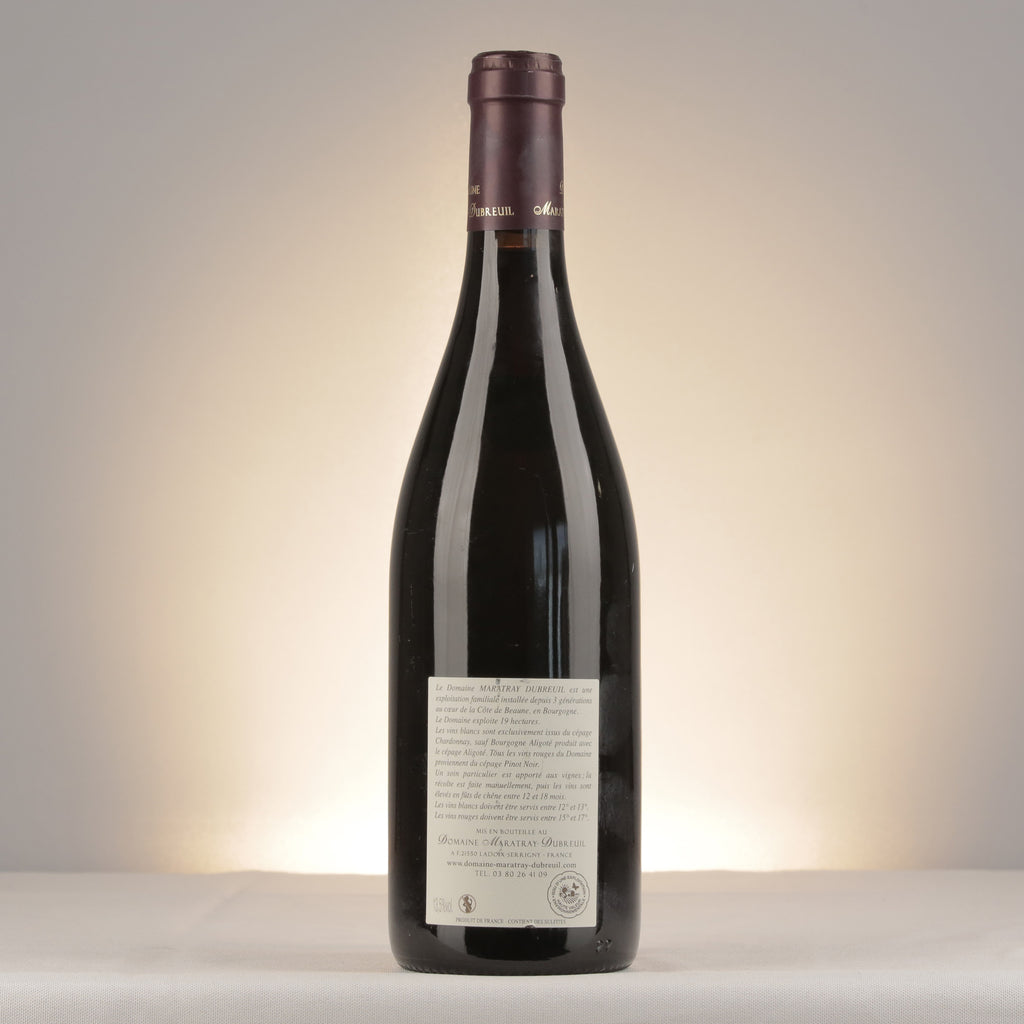 Maratray-Dubreuil Corton Grand Cru Bressandes 2023 Bottle back
