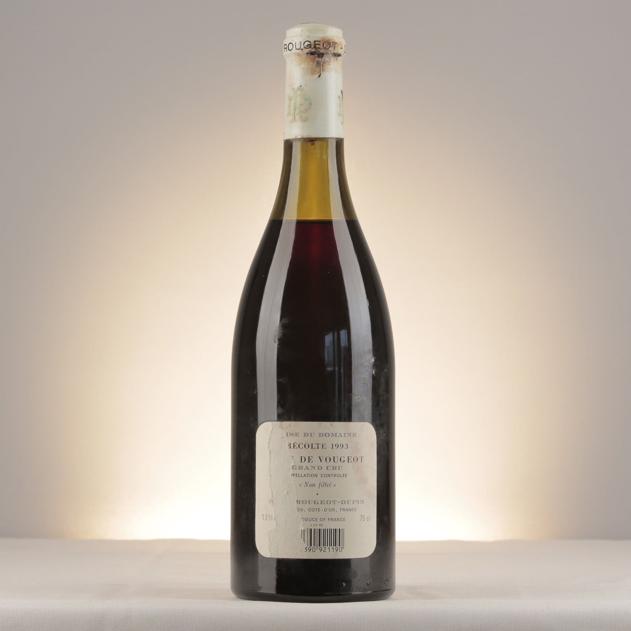 Marc Rougeot-Dupin Clos de Vougeot Grand Cru 1993 Bottle back (lot 4911)