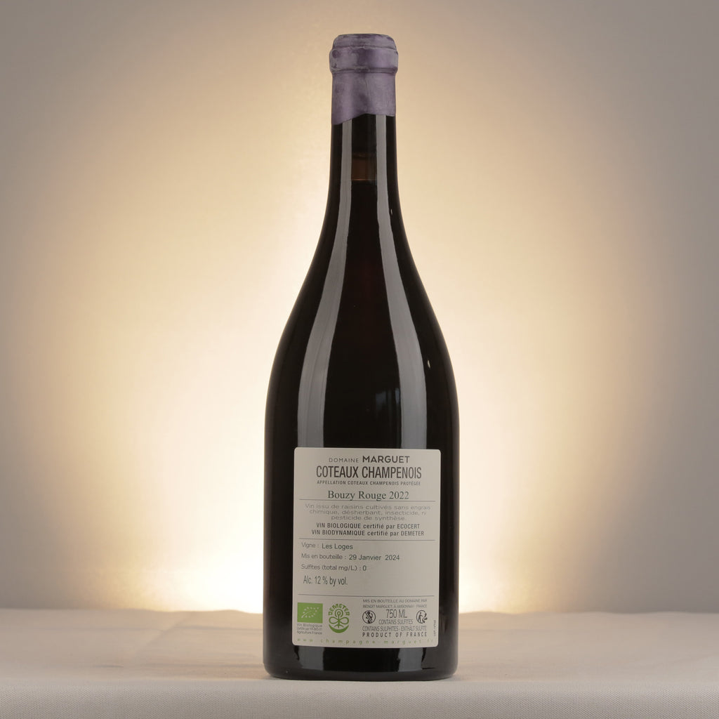 Marguet Bouzy Pinot Noir Coteaux Champenois 2022 Bottle back