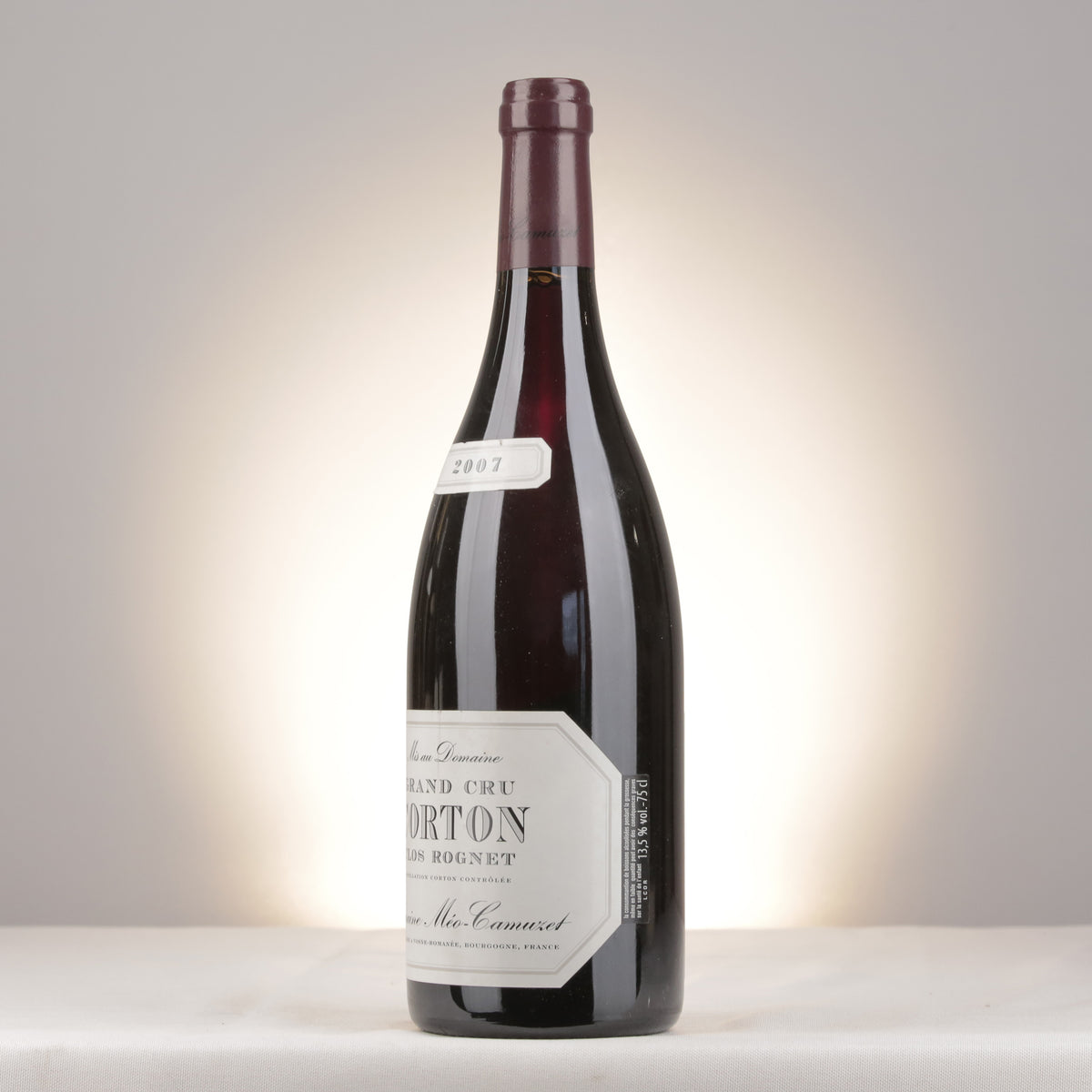 Méo-Camuzet Corton Grand Cru Clos Rognet 2007 Bottle turned left