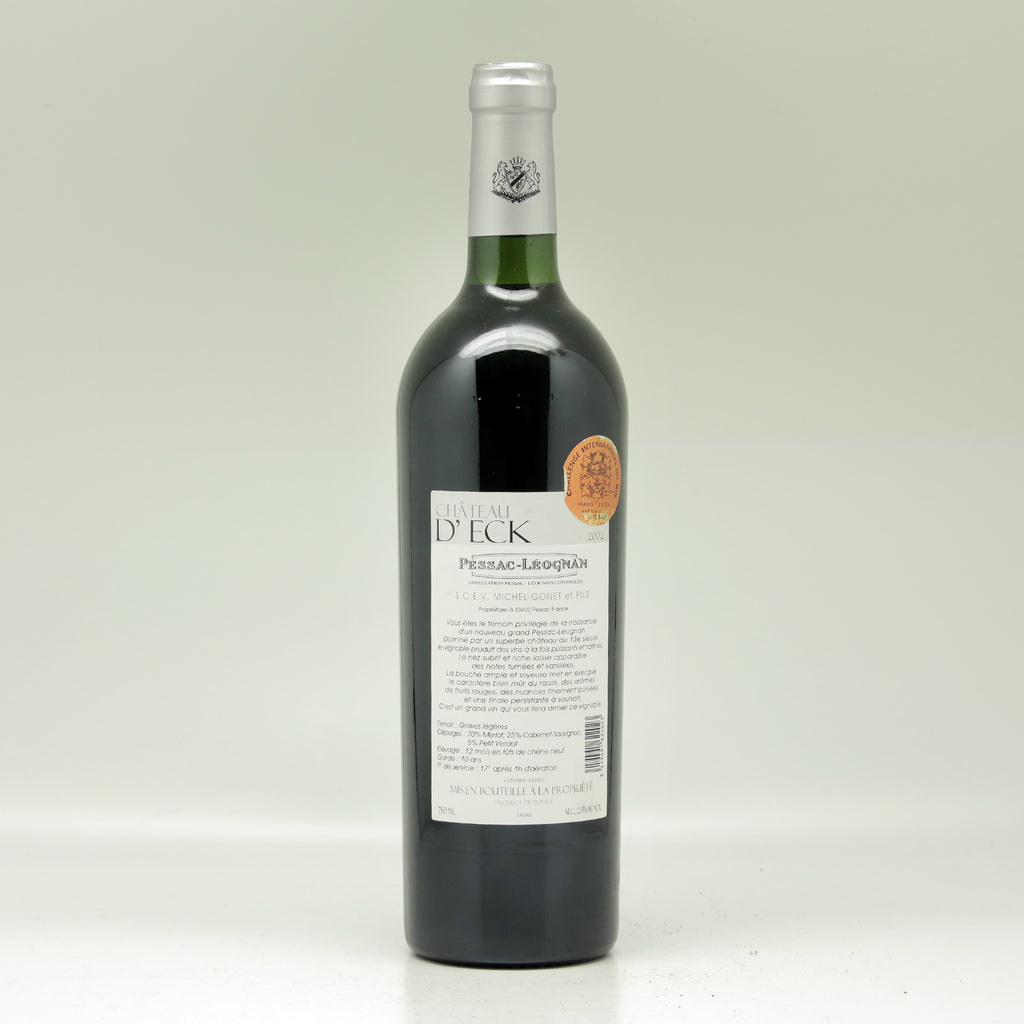 Michel Gonet et Fils Château d'Eck Pessac-Léognan 2002 Red wine Bottle