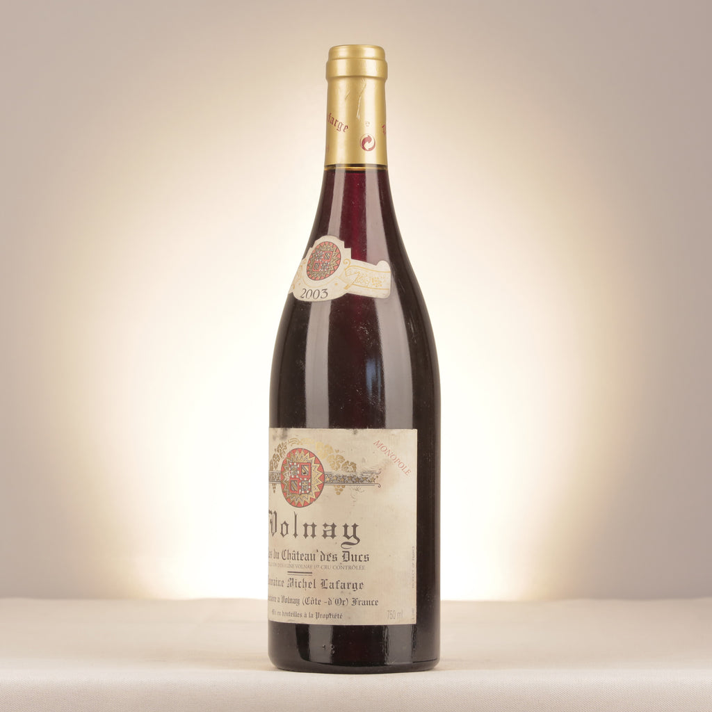 Michel Lafarge Volnay 1er Cru Clos du Château des Ducs 2003 Bottle turned left
