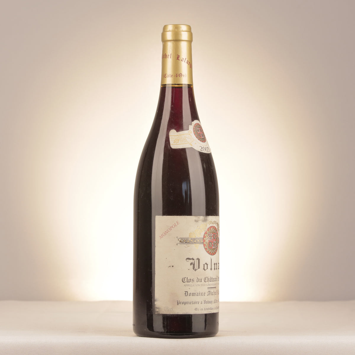 Michel Lafarge Volnay 1er Cru Clos du Château des Ducs 2003 Bottle turned right