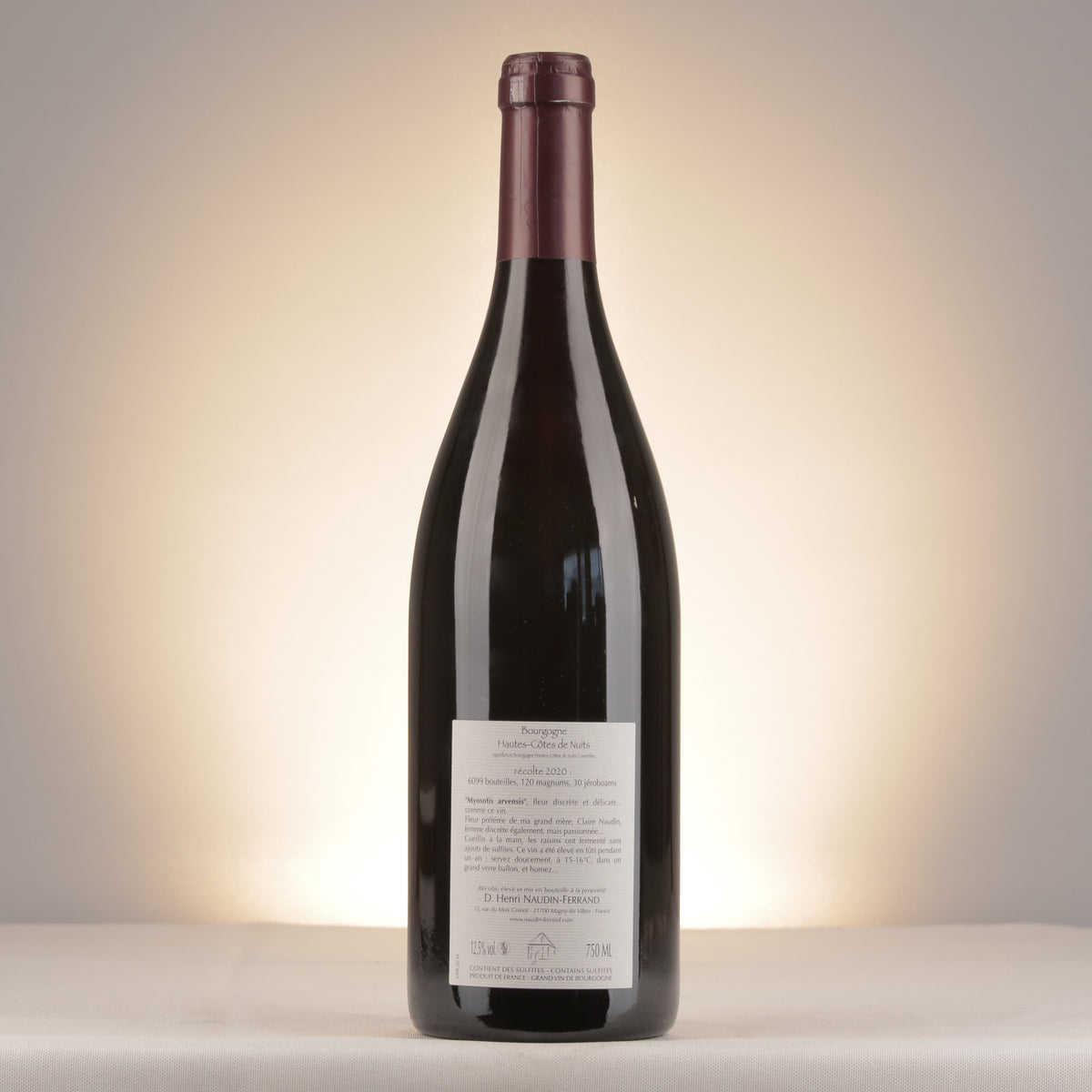 Naudin-Ferrand Hautes Côtes de Nuits "Myosotis" 2020 Bottle back