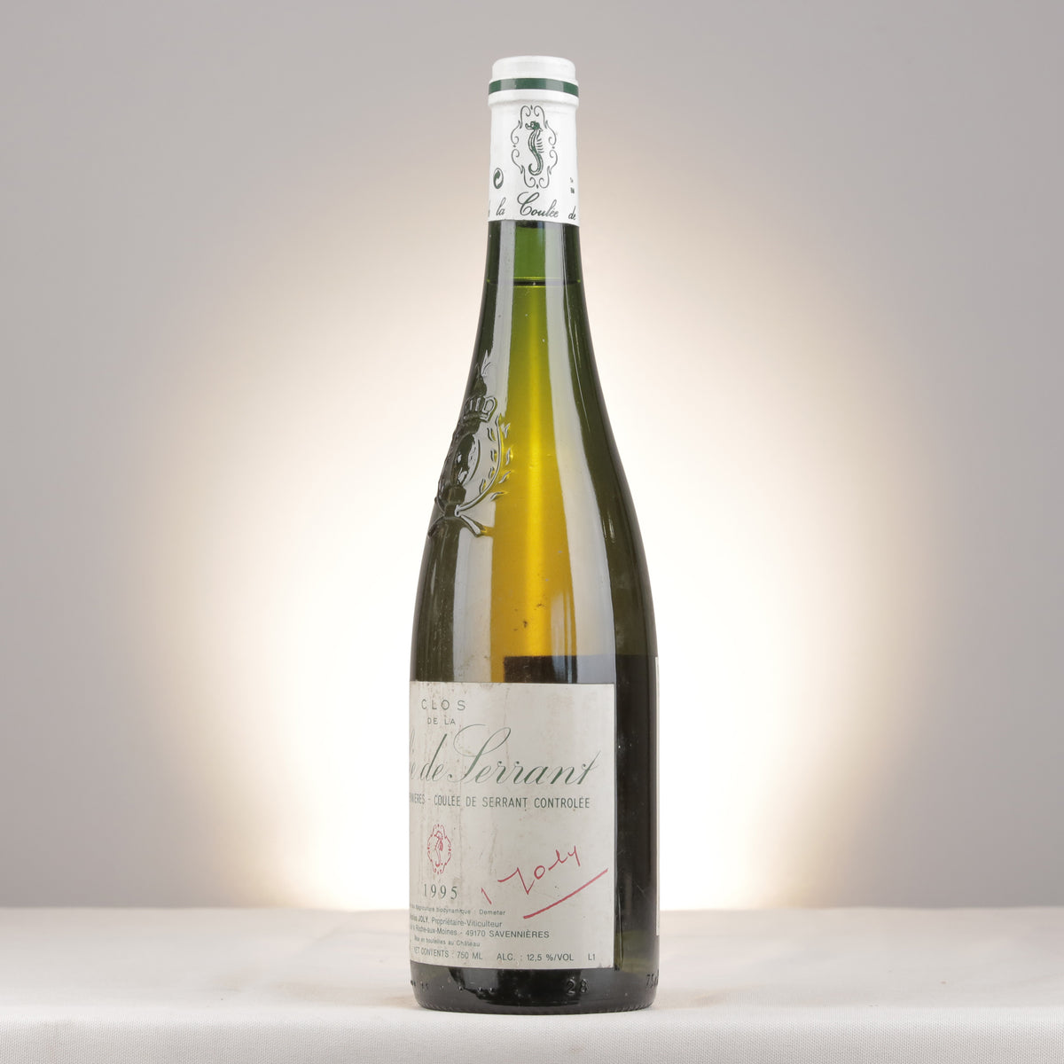 Nicolas Joly Savennières Coulée-de-Serrant 1995 Bottle turned left