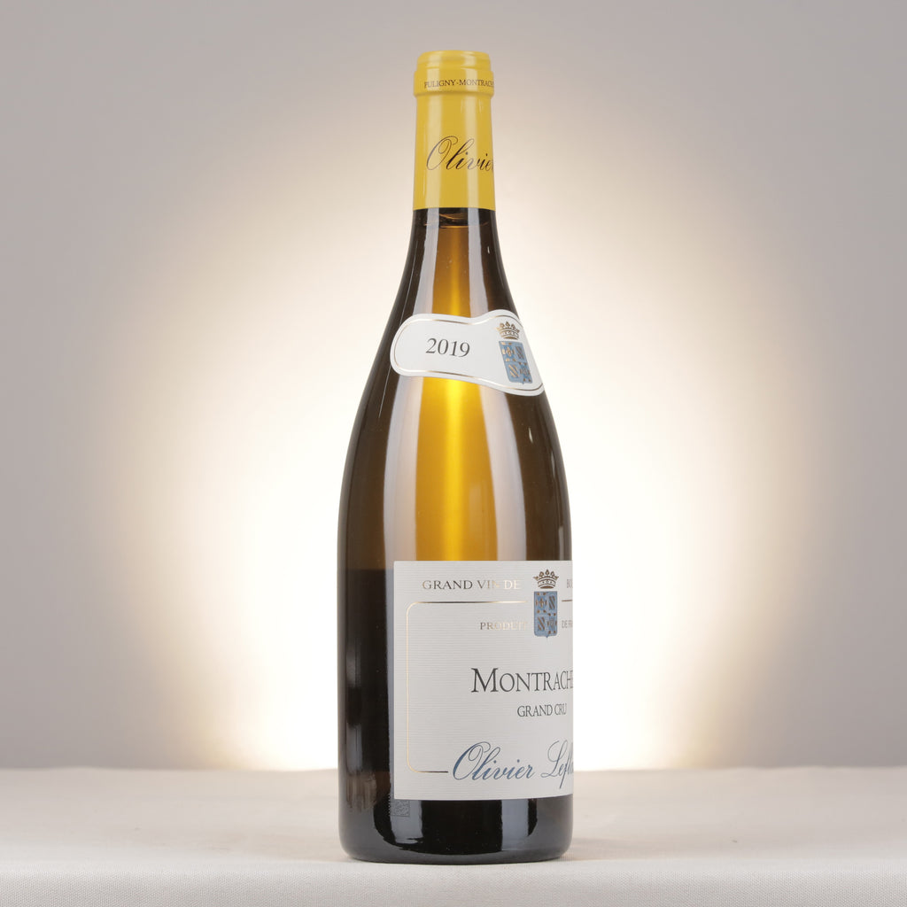 Olivier Leflaive Montrachet Grand Cru 2019 Bottle turned right