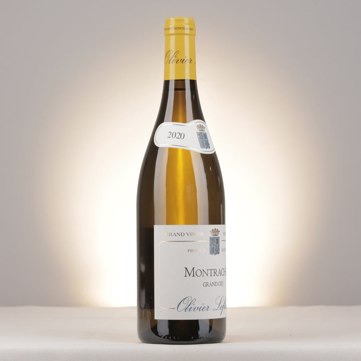 Olivier Leflaive Montrachet Grand Cru 2020 Bottle turned right