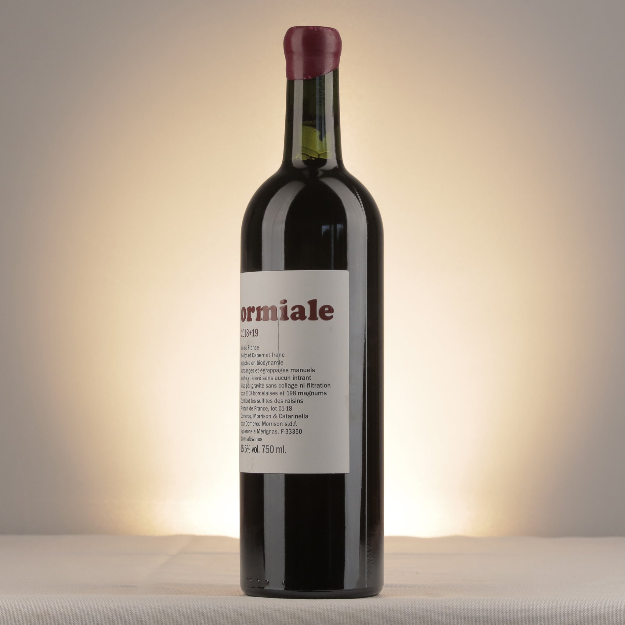 Ormiale Bordeaux 2018+19 Bottle detail