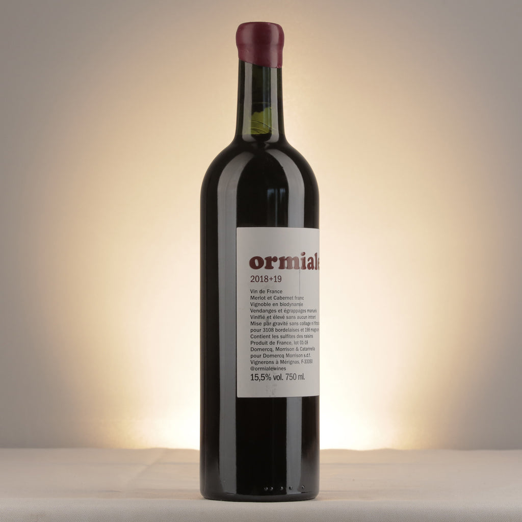 Ormiale Bordeaux 2018+19 Bottle label