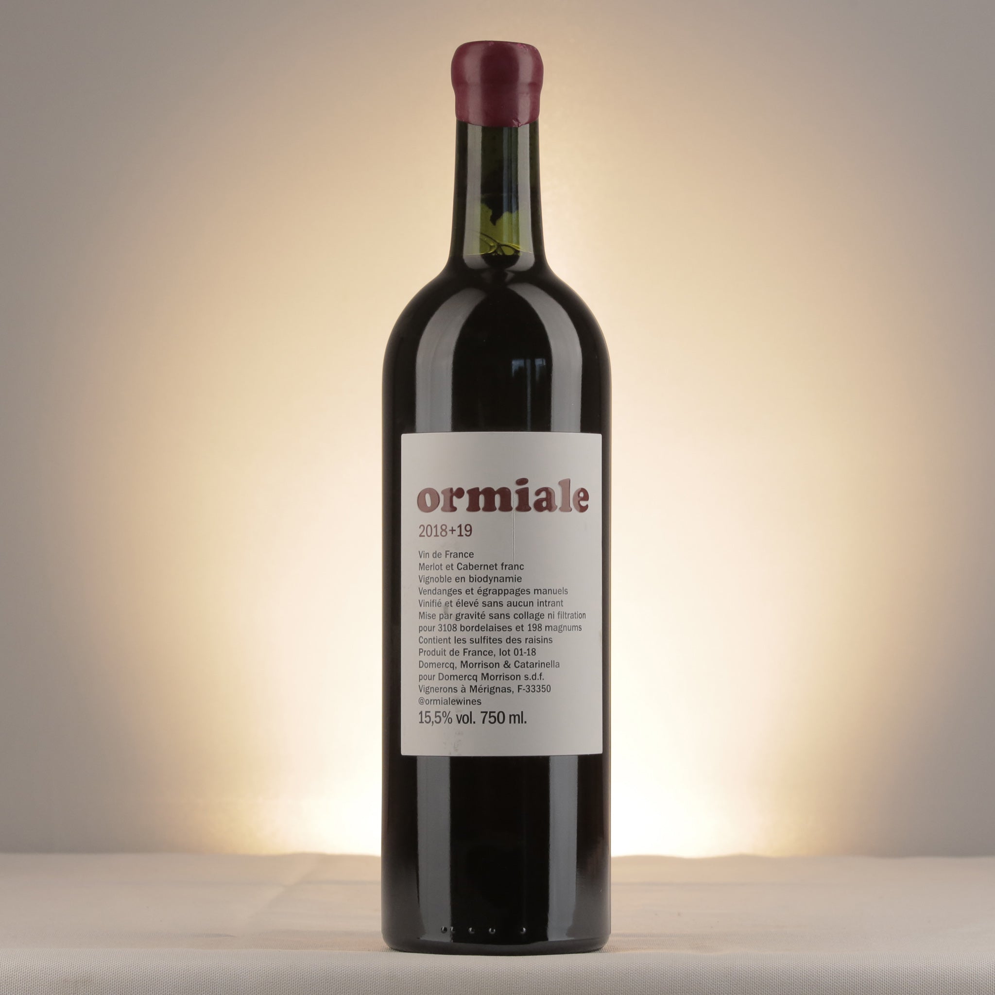 Ormiale Bordeaux 2018+19 Bottle front