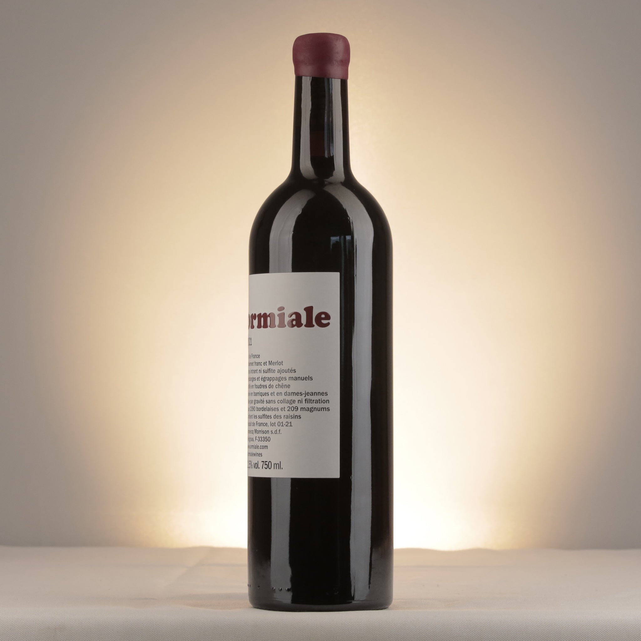 Ormiale Bordeaux 2021 Bottle detail