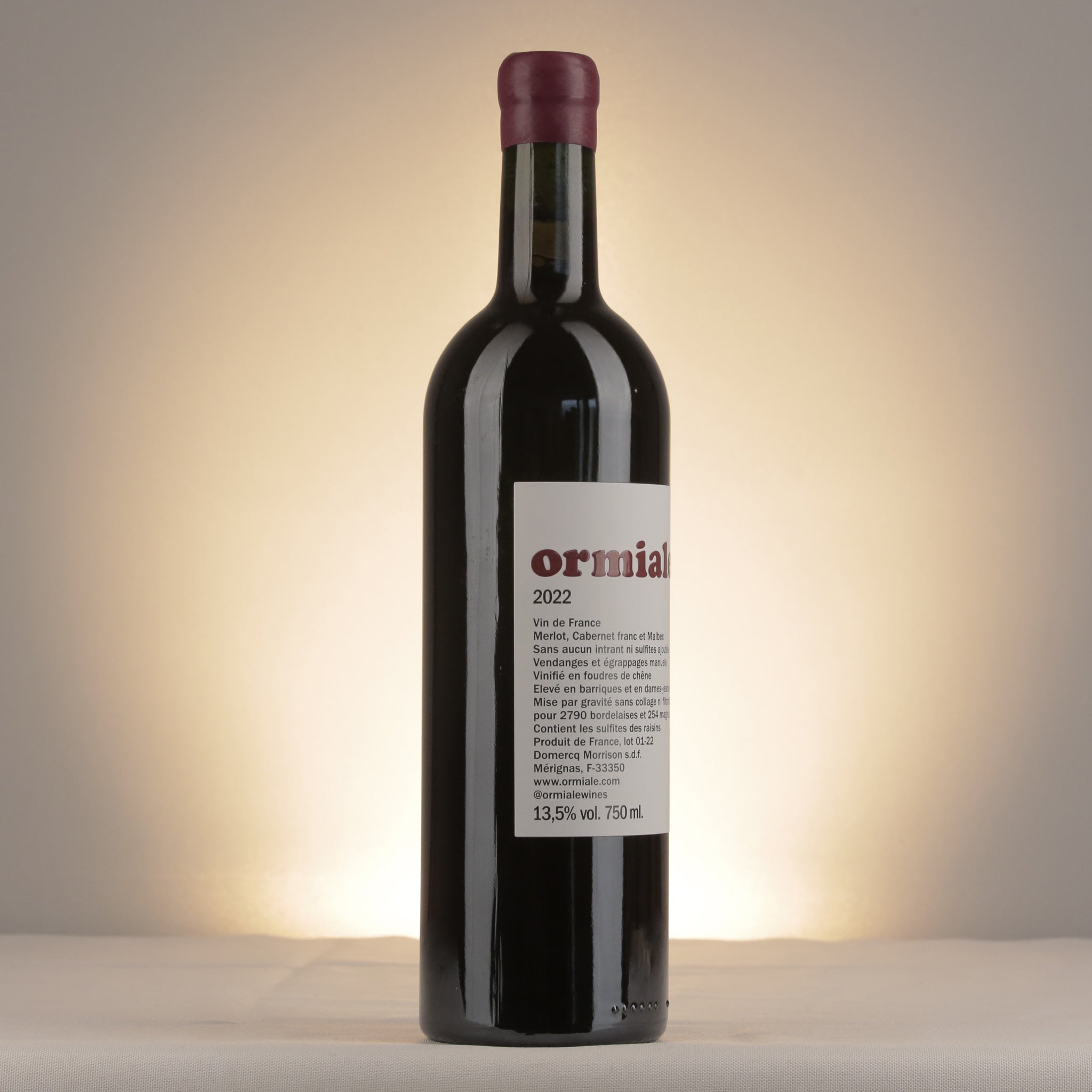 Ormiale Bordeaux 2022 Bottle label