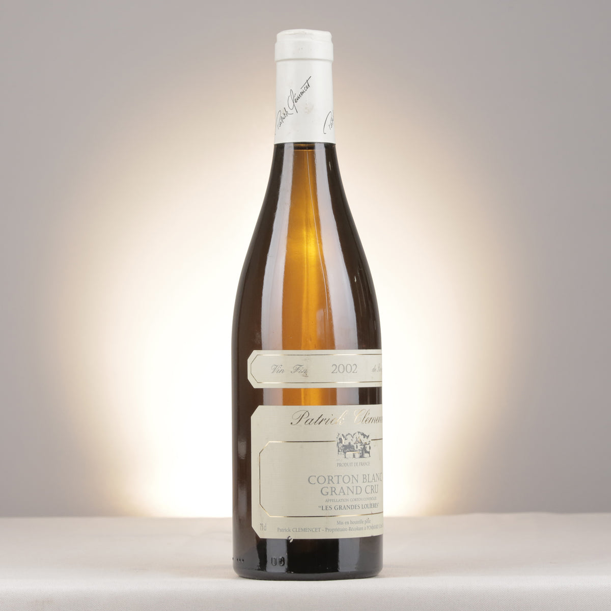Patrick Clémencet Corton Blanc Grand Cru Les Grandes Lolières 2002 Bottle turned right