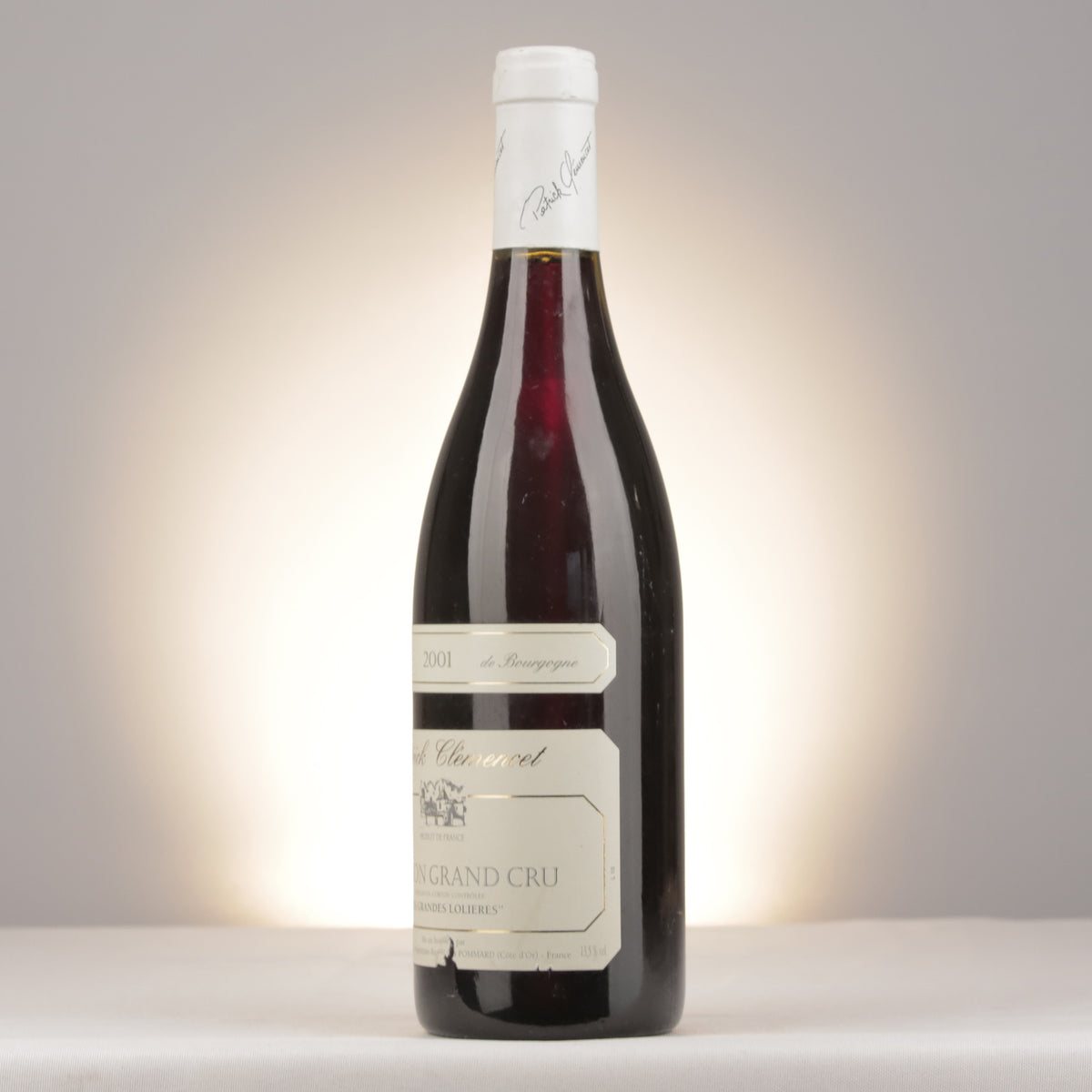 Patrick Clémencet Corton Grand Cru Les Grandes Lolières 2001 Bottle turned left