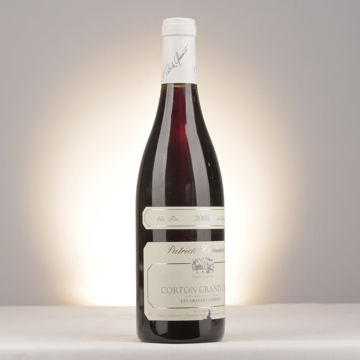 Patrick Clémencet Corton Grand Cru Les Grandes Lolières 2001 Bottle turned right
