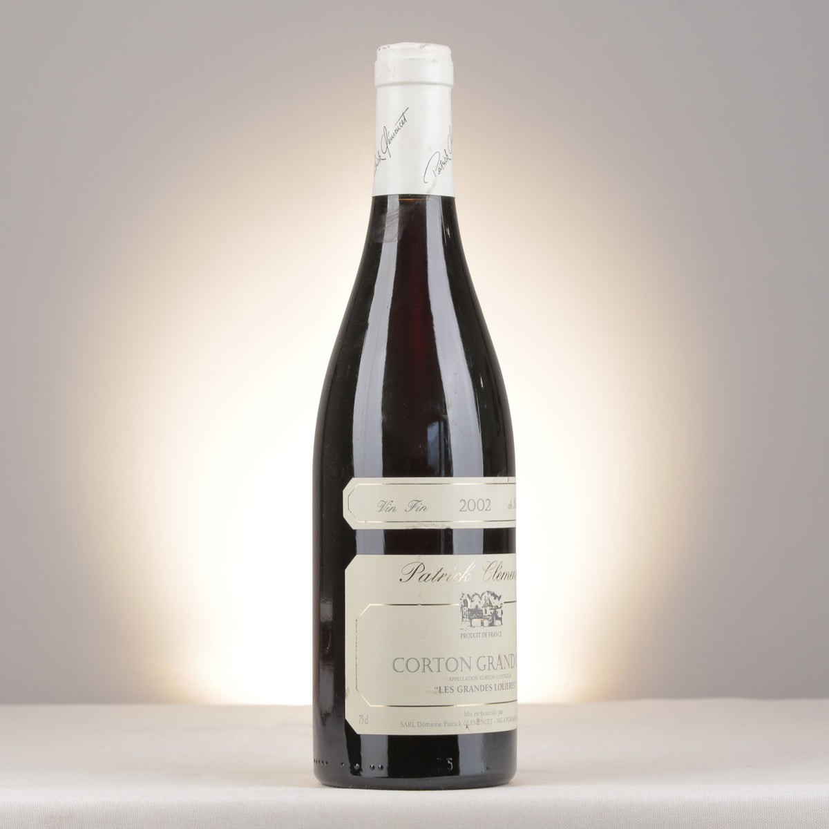 Patrick Clémencet Corton Grand Cru Les Grandes Lolières 2002 Bottle turned right