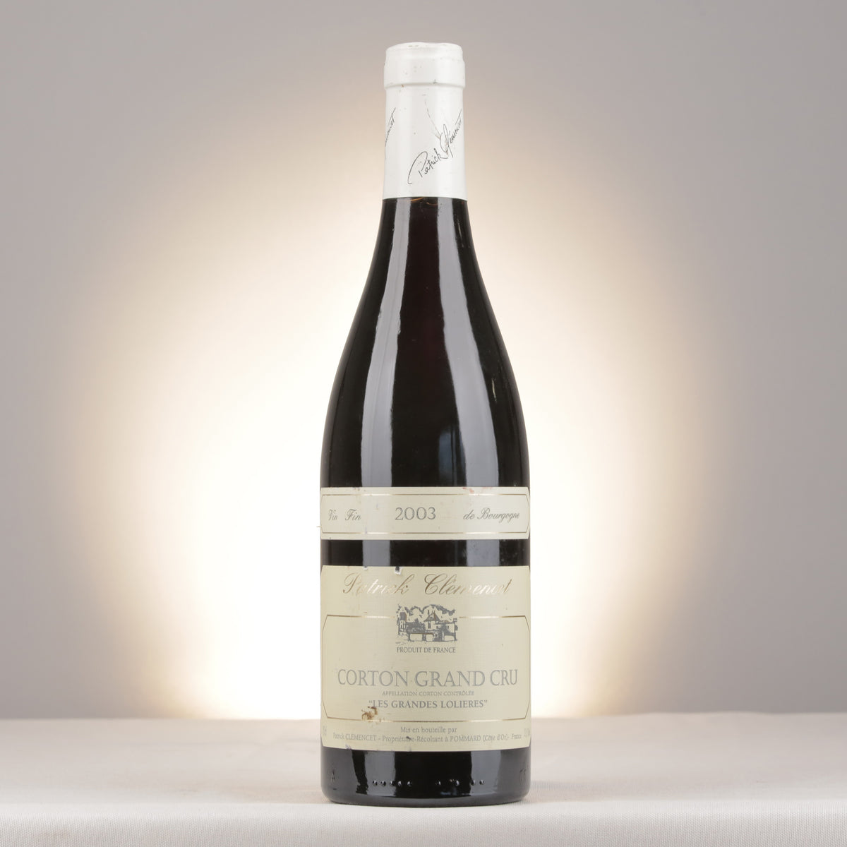 Patrick Clémencet Corton Grand Cru Les Grandes Lolières 2003 Bottle front