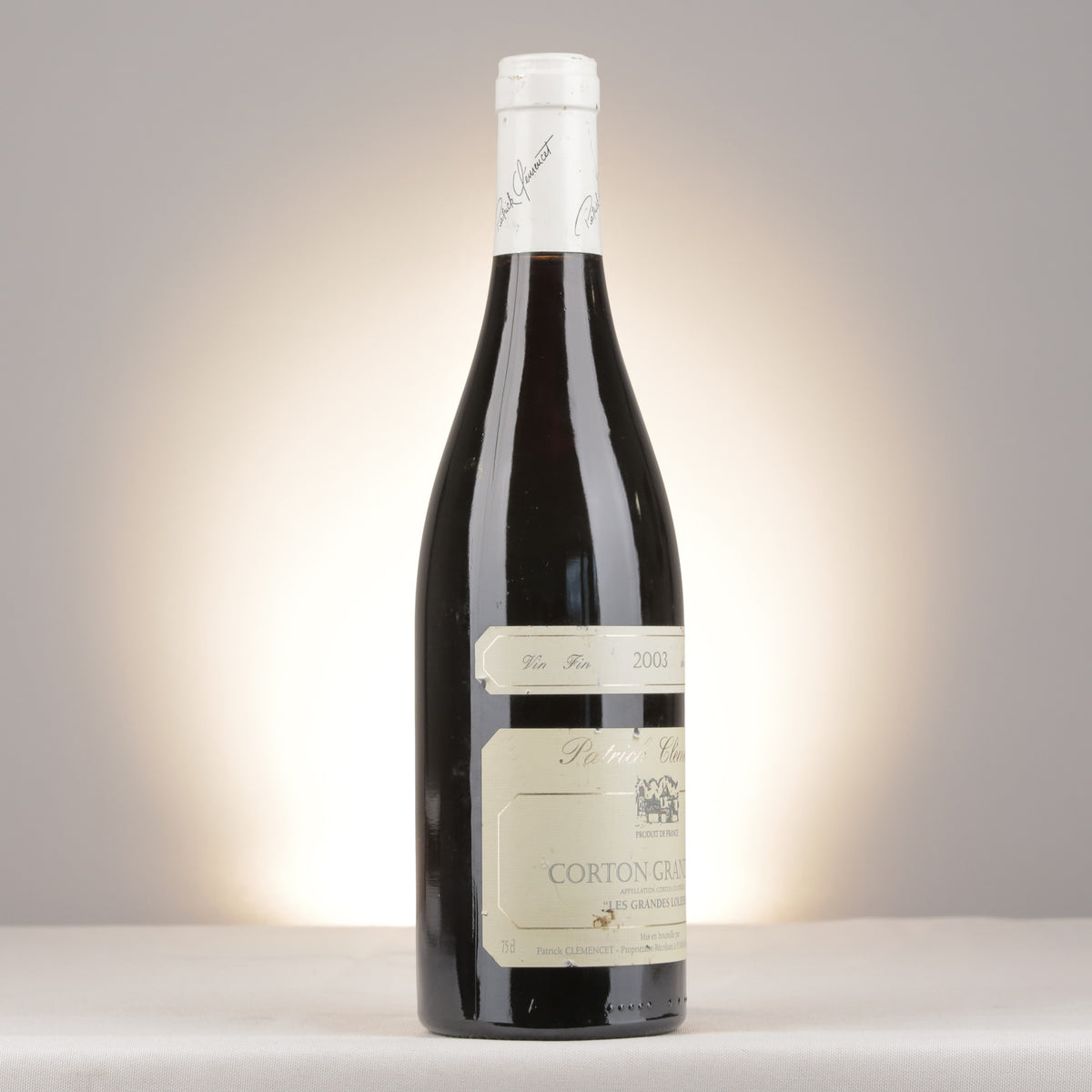 Patrick Clémencet Corton Grand Cru Les Grandes Lolières 2003 Bottle turned right