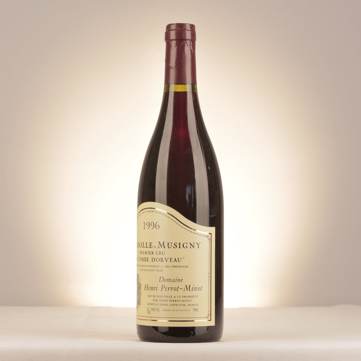 Domaine Perrot-Minot Chambolle-Musigny 1er Cru La Combe d'Orveau 1996 Bottle turned left