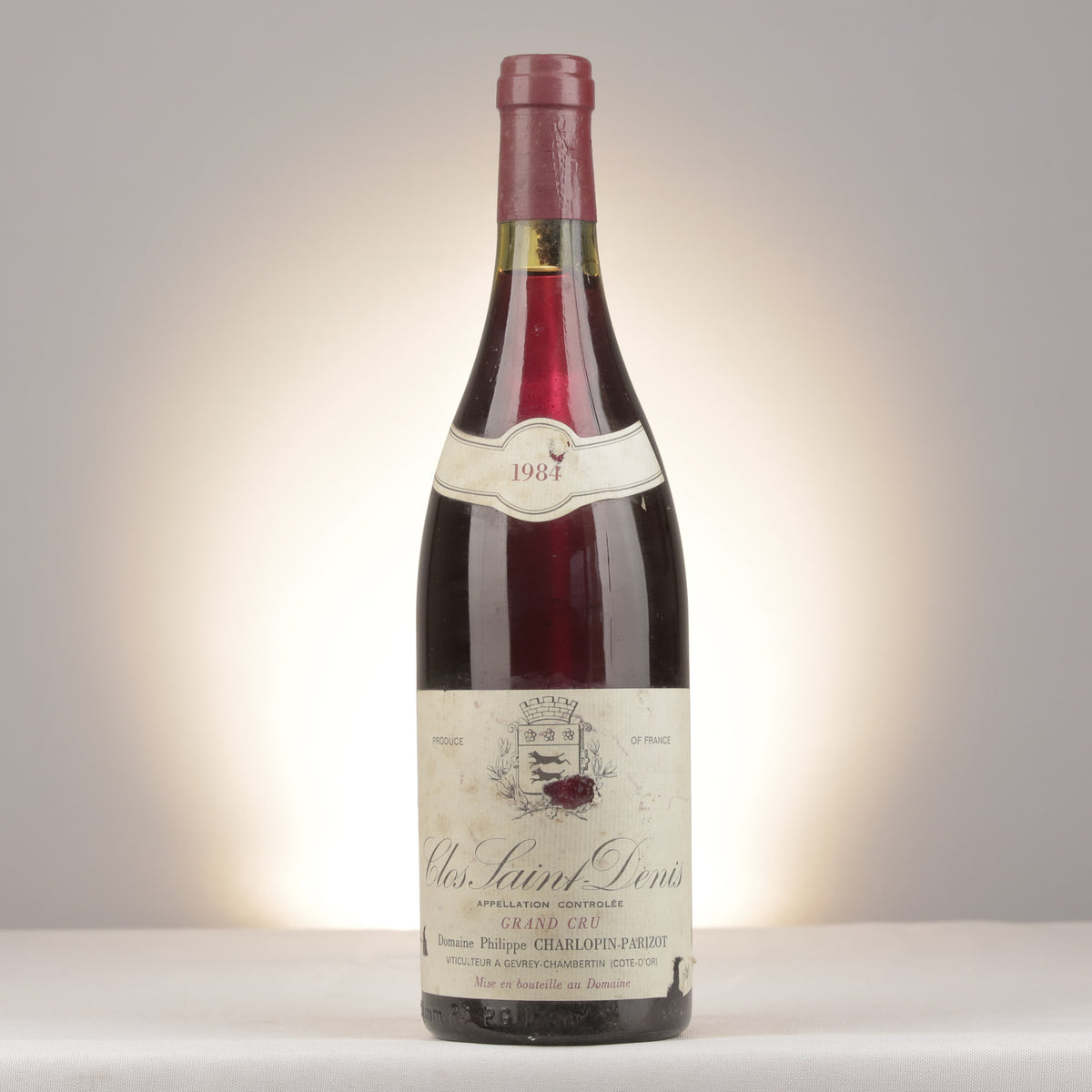Philippe Charlopin-Parizot Clos Saint-Denis Grand Cru 1984 Bottle front (lot 237a)